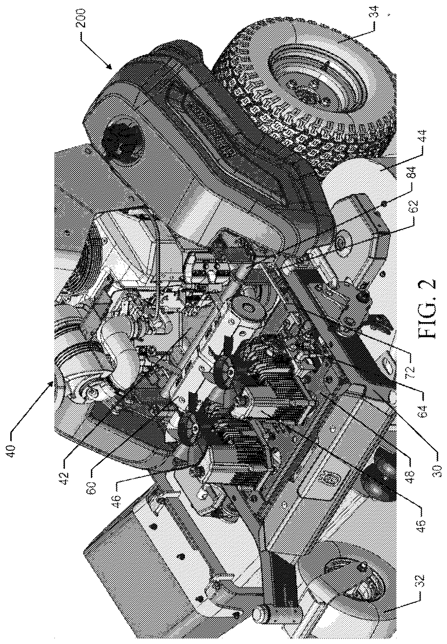 Patent US12426544 Figure 2 – Stand-on lawn care vehicle with adjustable neutral position