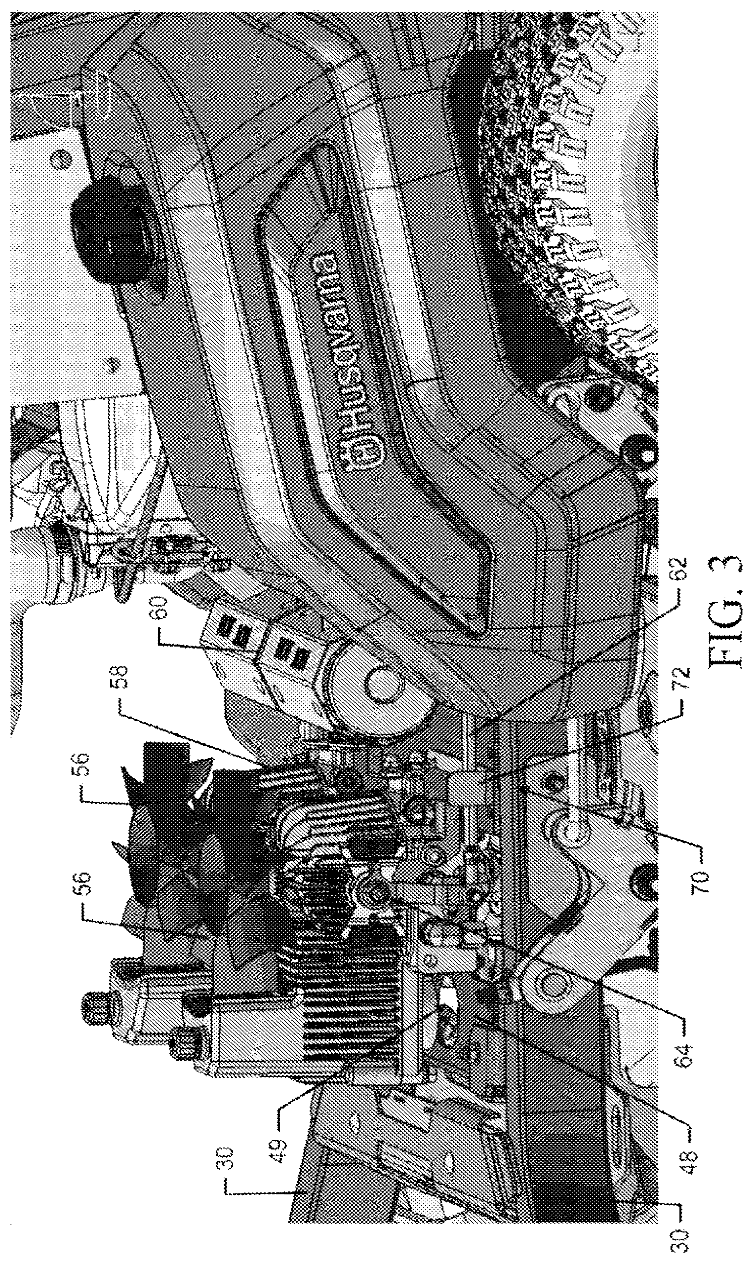 Patent US12426544 Figure 3 – Stand-on lawn care vehicle with adjustable neutral position