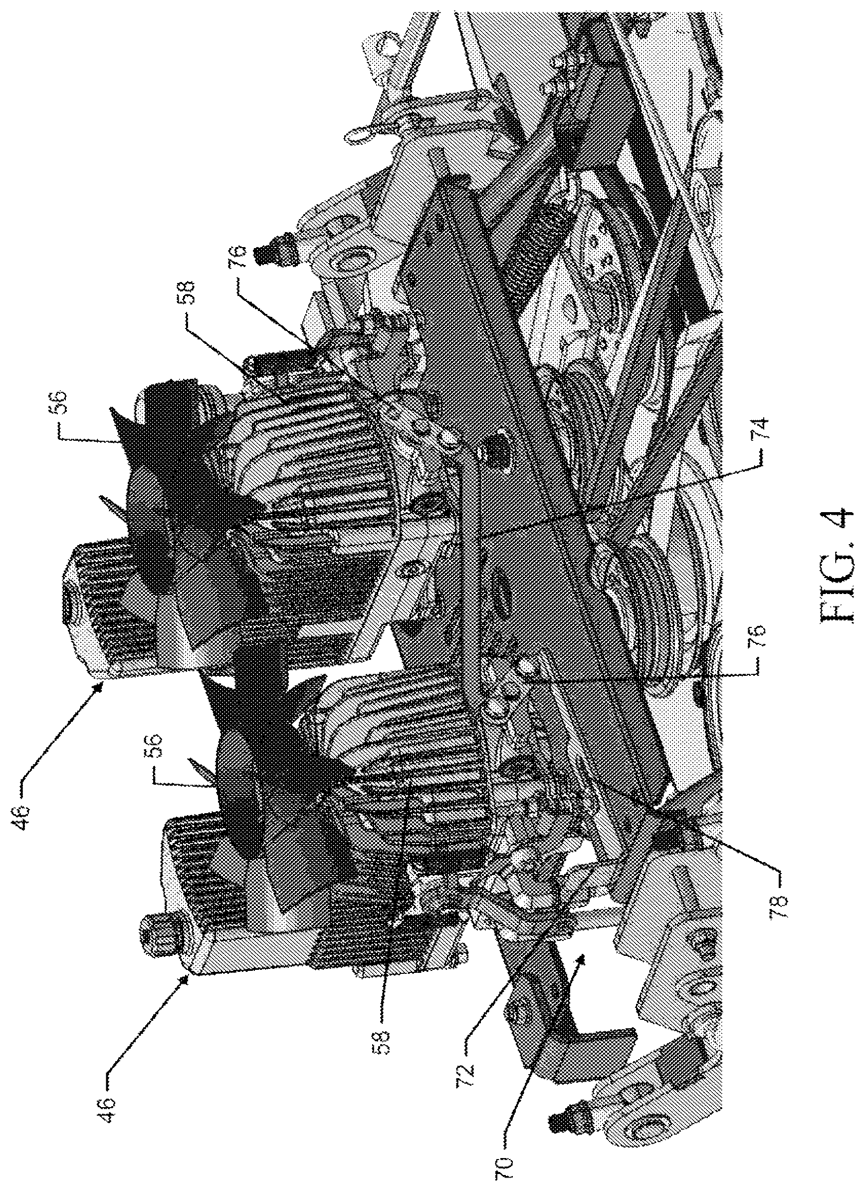 Patent US12426544 Figure 4 – Stand-on lawn care vehicle with adjustable neutral position