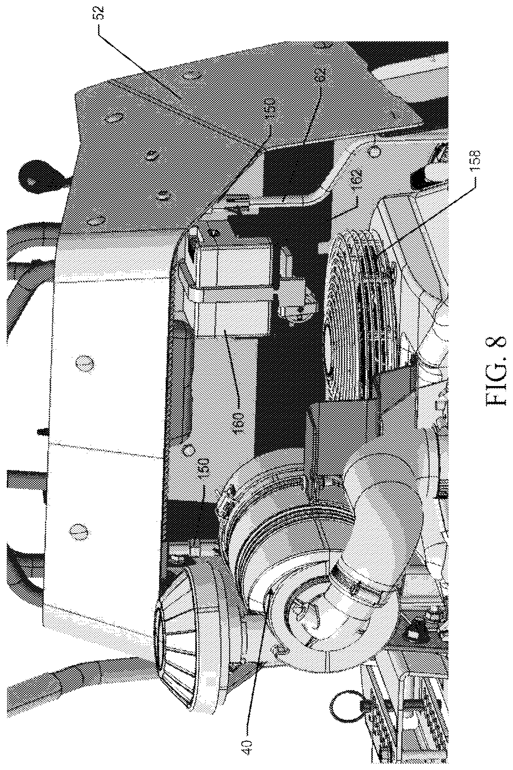 Patent US12426544 Figure 8 – Stand-on lawn care vehicle with adjustable neutral position