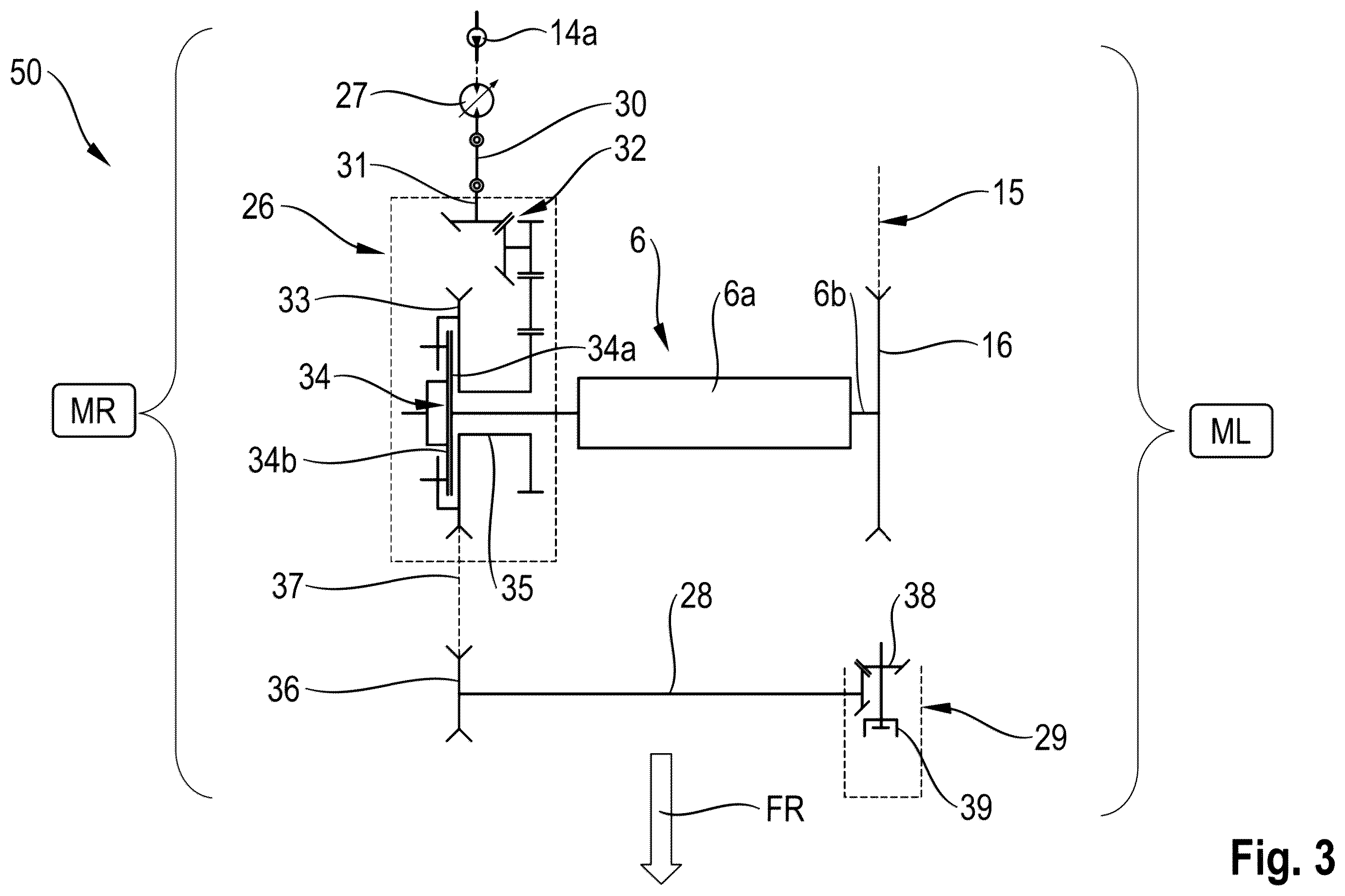 Patent US12426545 Figure 3 – Drive system for a self-propelling harvester