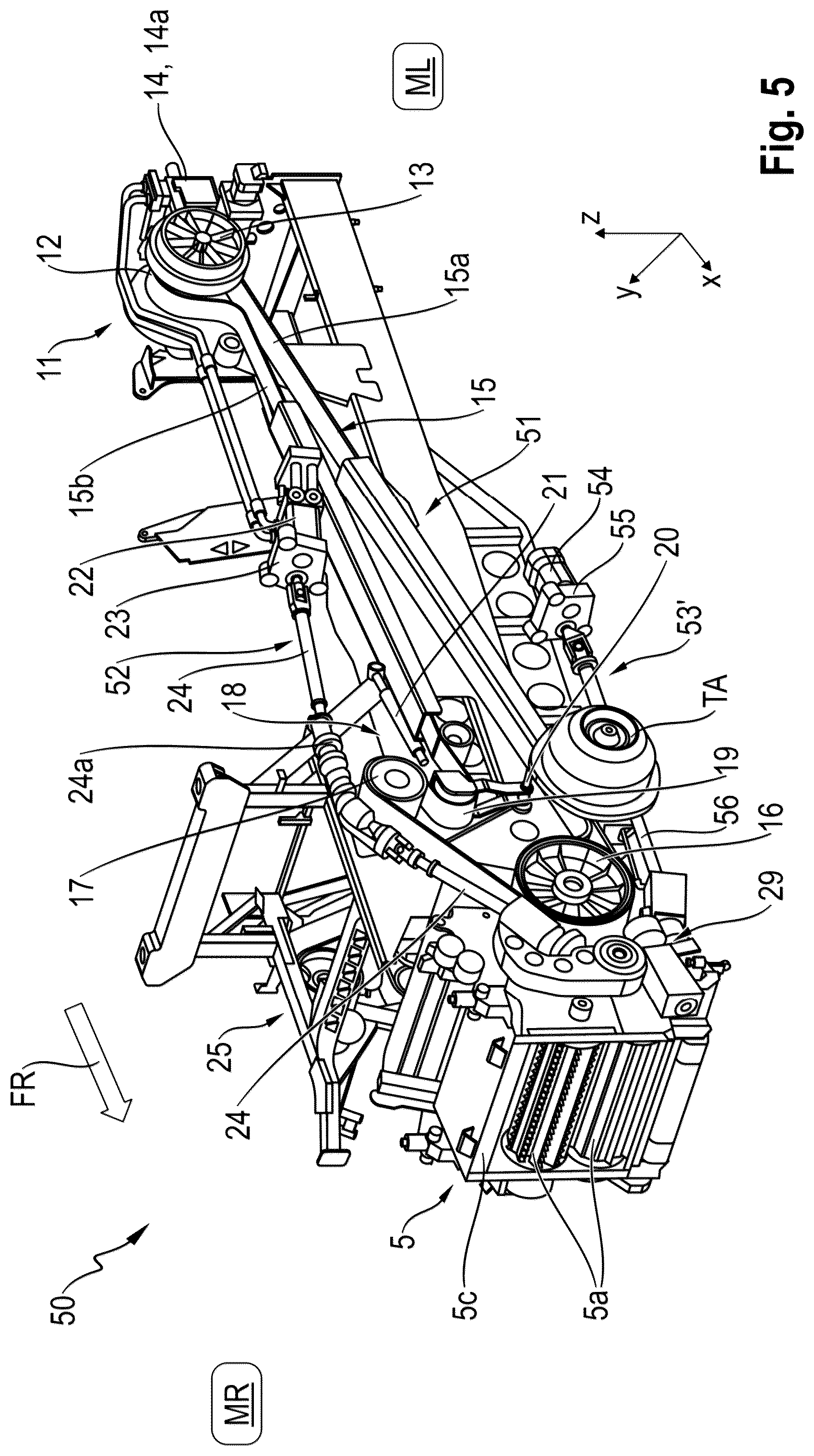 Patent US12426545 Figure 5 – Drive system for a self-propelling harvester