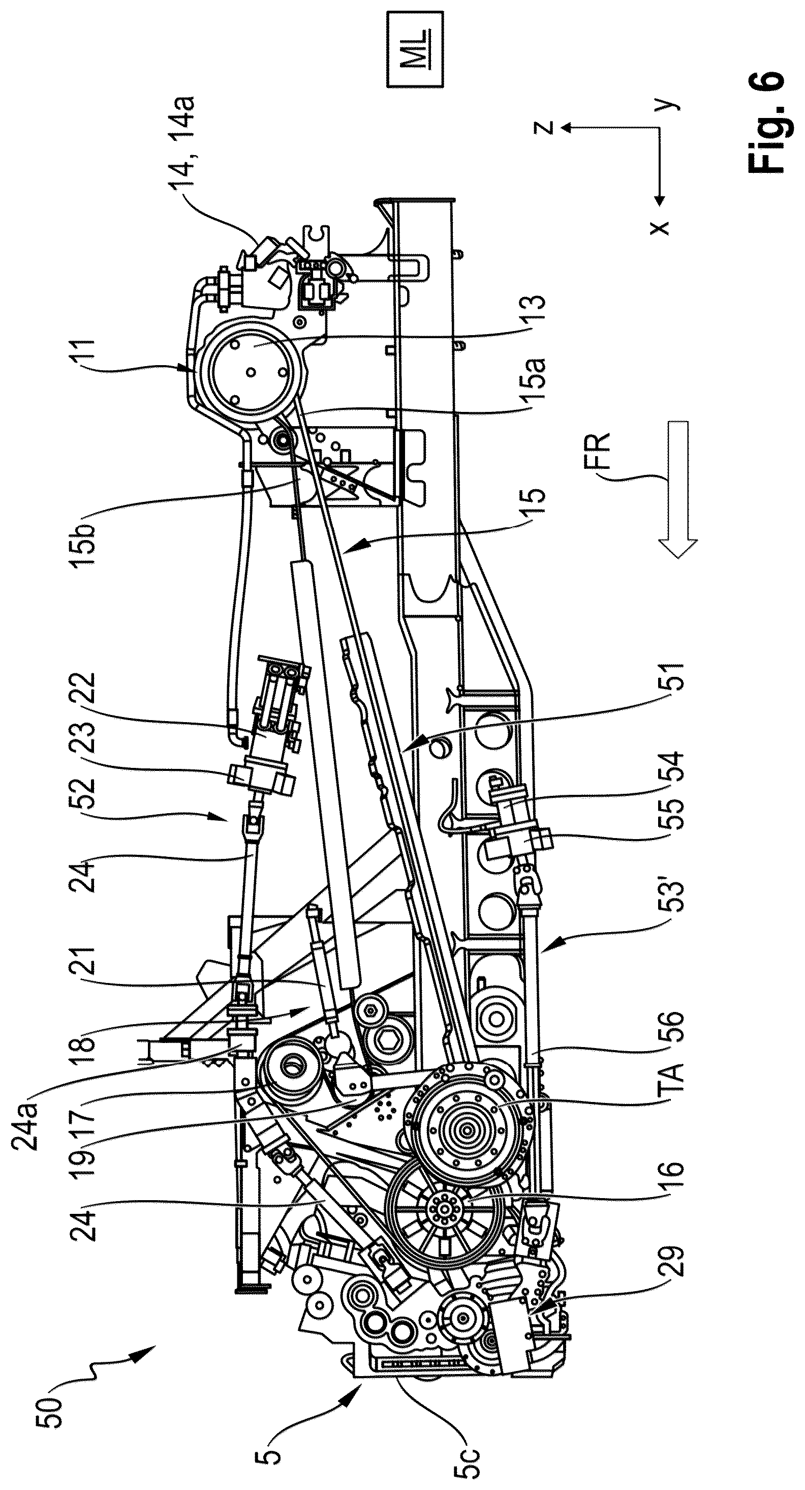 Patent US12426545 Figure 6 – Drive system for a self-propelling harvester