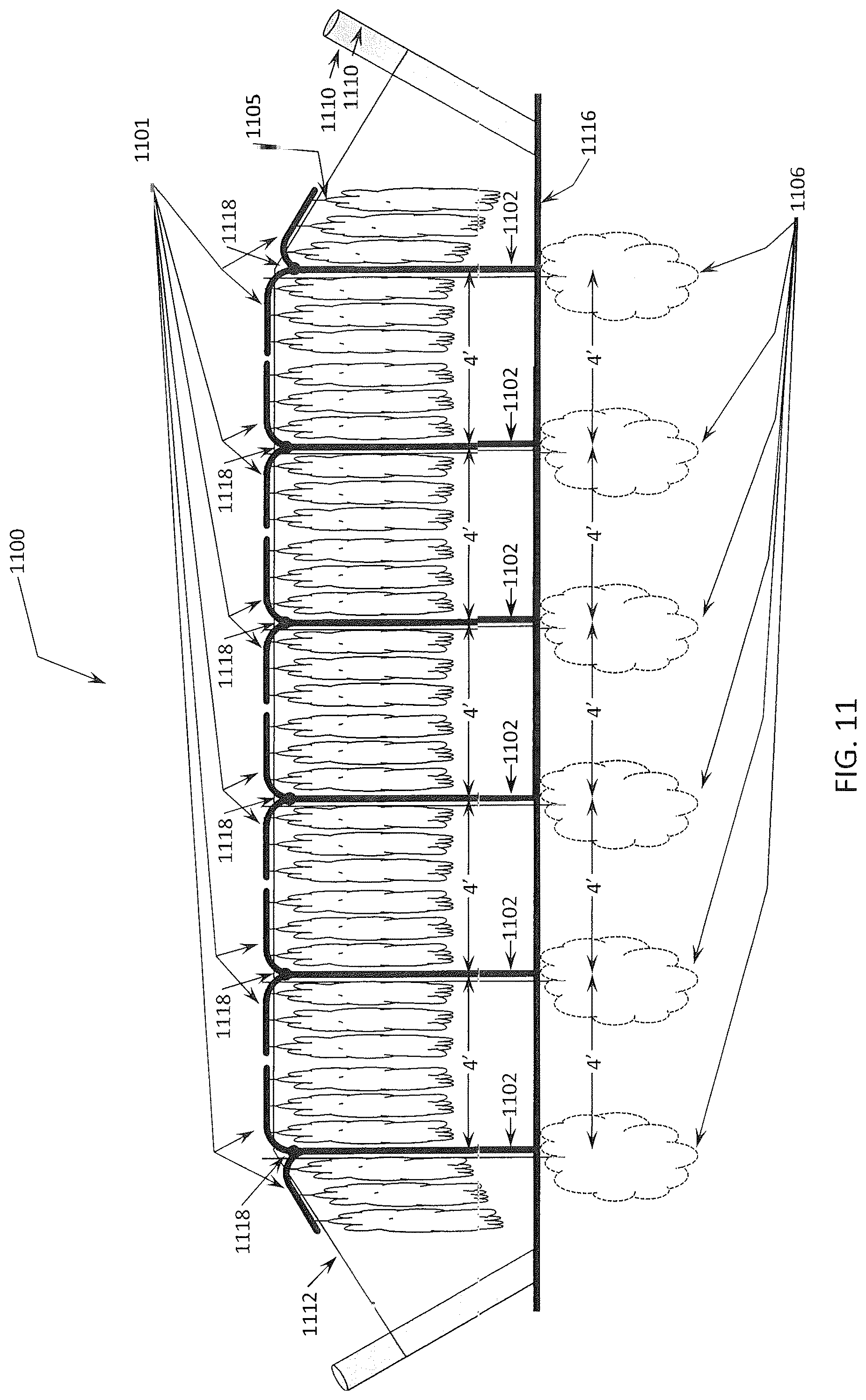 Patent US12426551 Figure 11 – In-ground clustering for plants