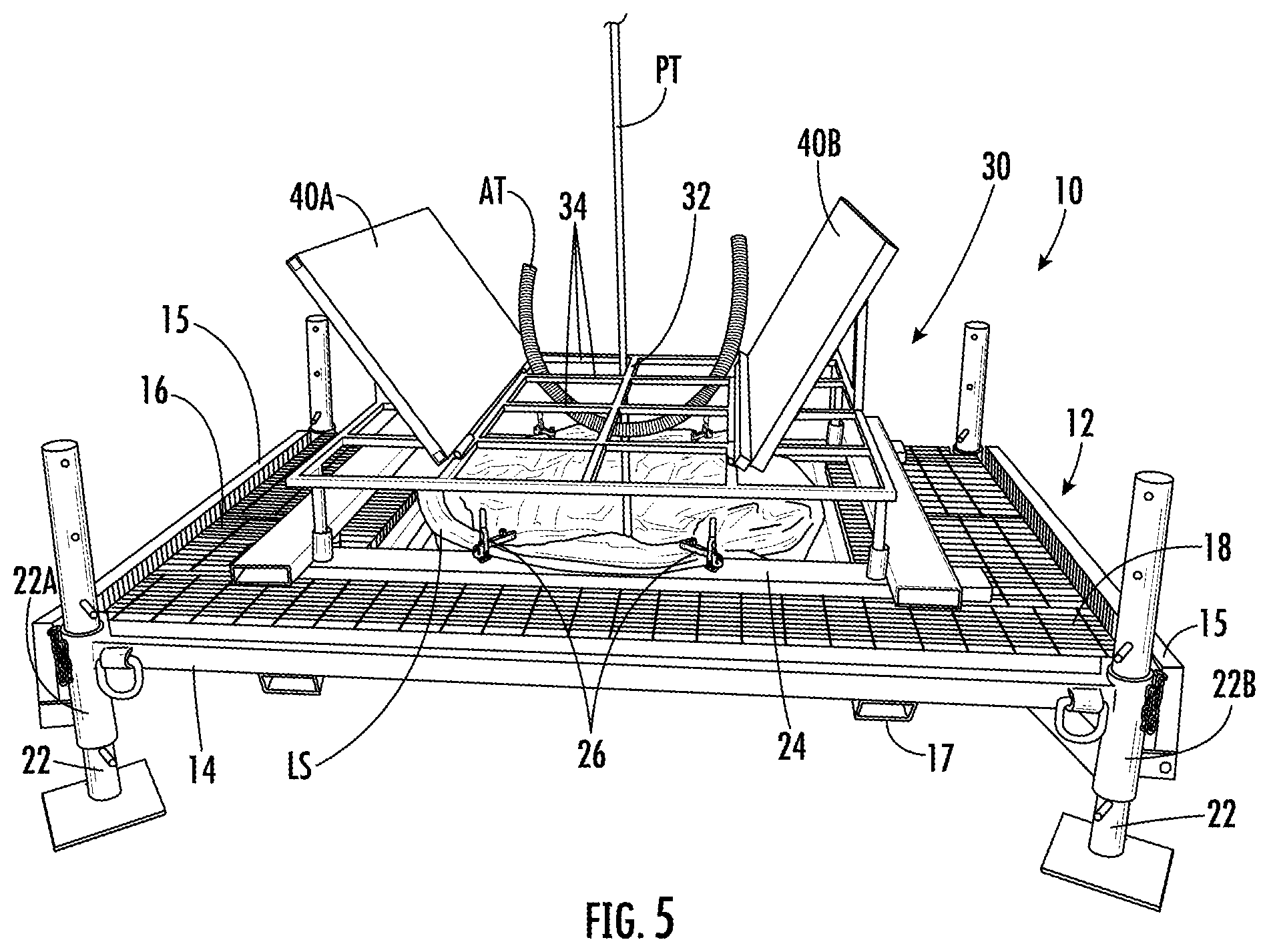Patent US12426553 Figure 5 – Platforms, platform systems, safety grates and related methods for installation of vegetation-based remediation systems