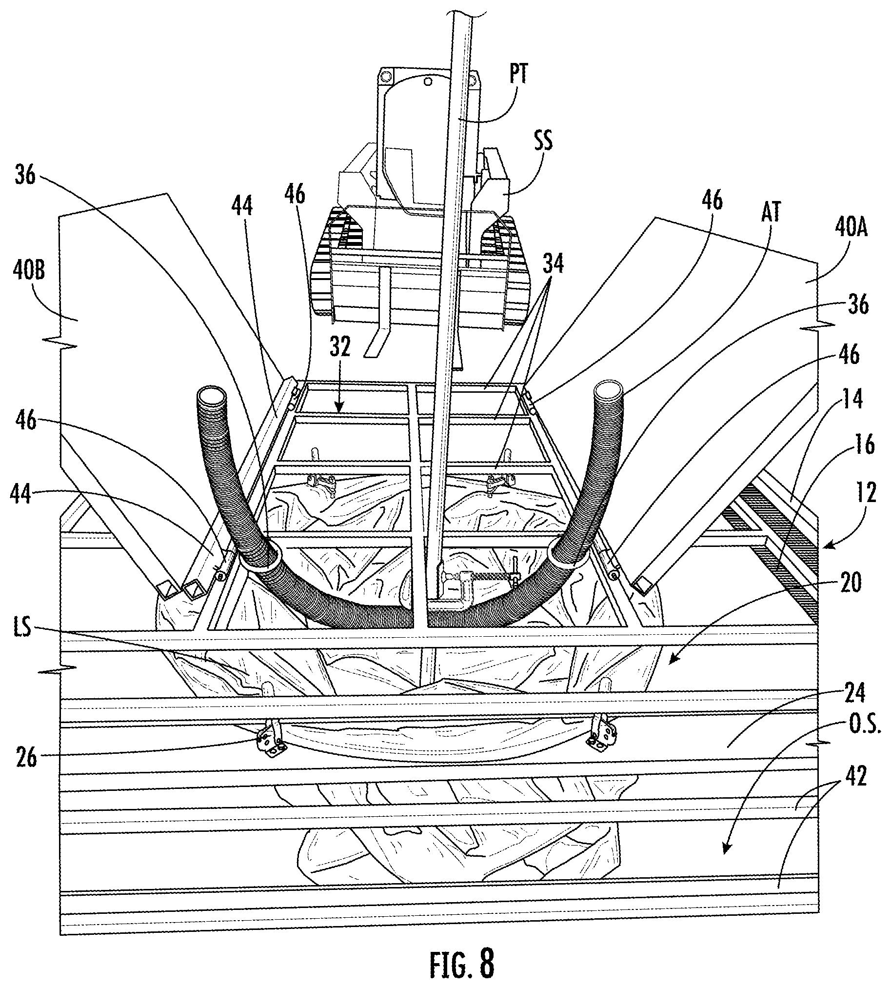 Patent US12426553 Figure 8 – Platforms, platform systems, safety grates and related methods for installation of vegetation-based remediation systems
