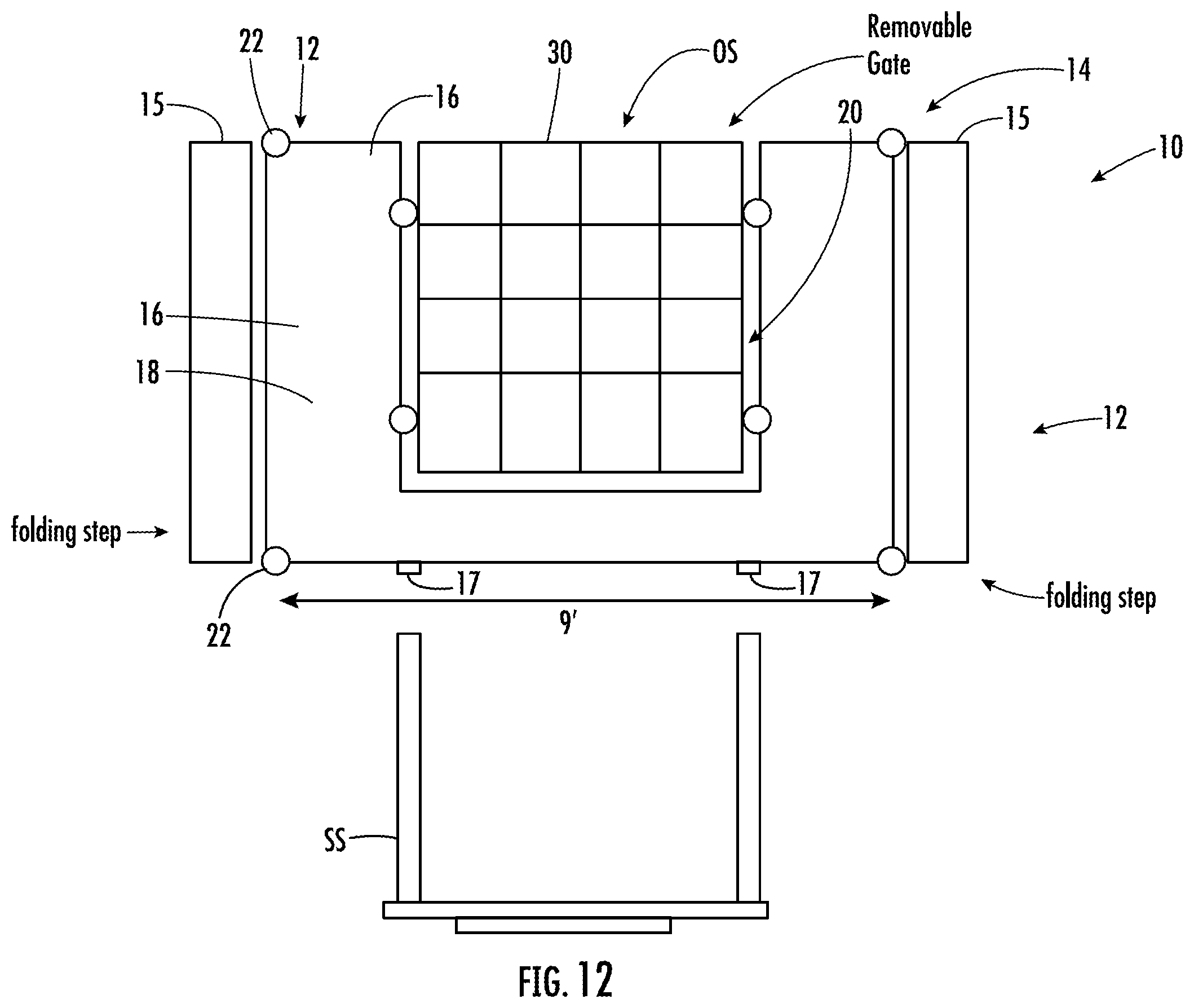Patent US12426553 Figure 12 – Platforms, platform systems, safety grates and related methods for installation of vegetation-based remediation systems