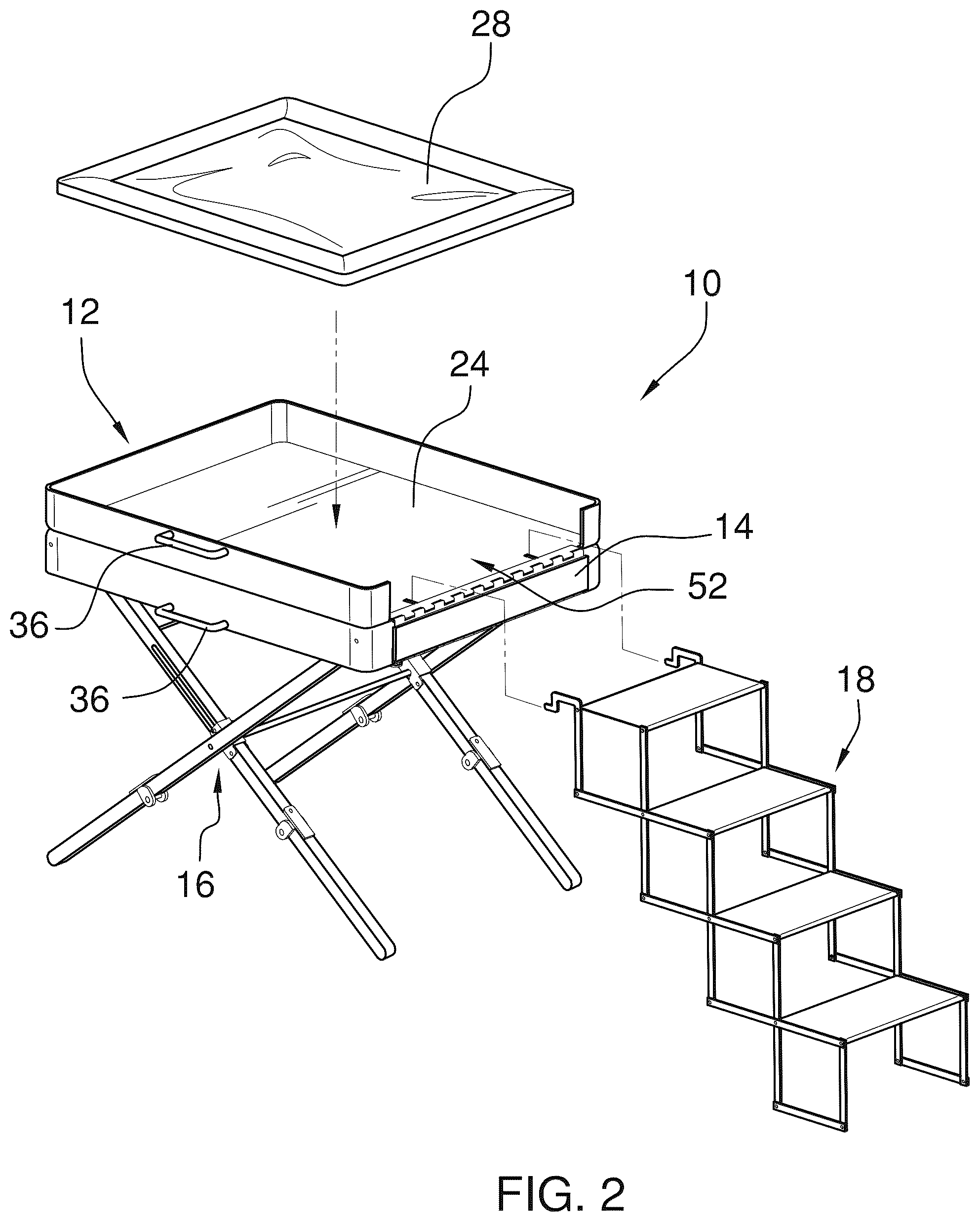 Patent US12426570 Figure 2 – Collapsible pet bed