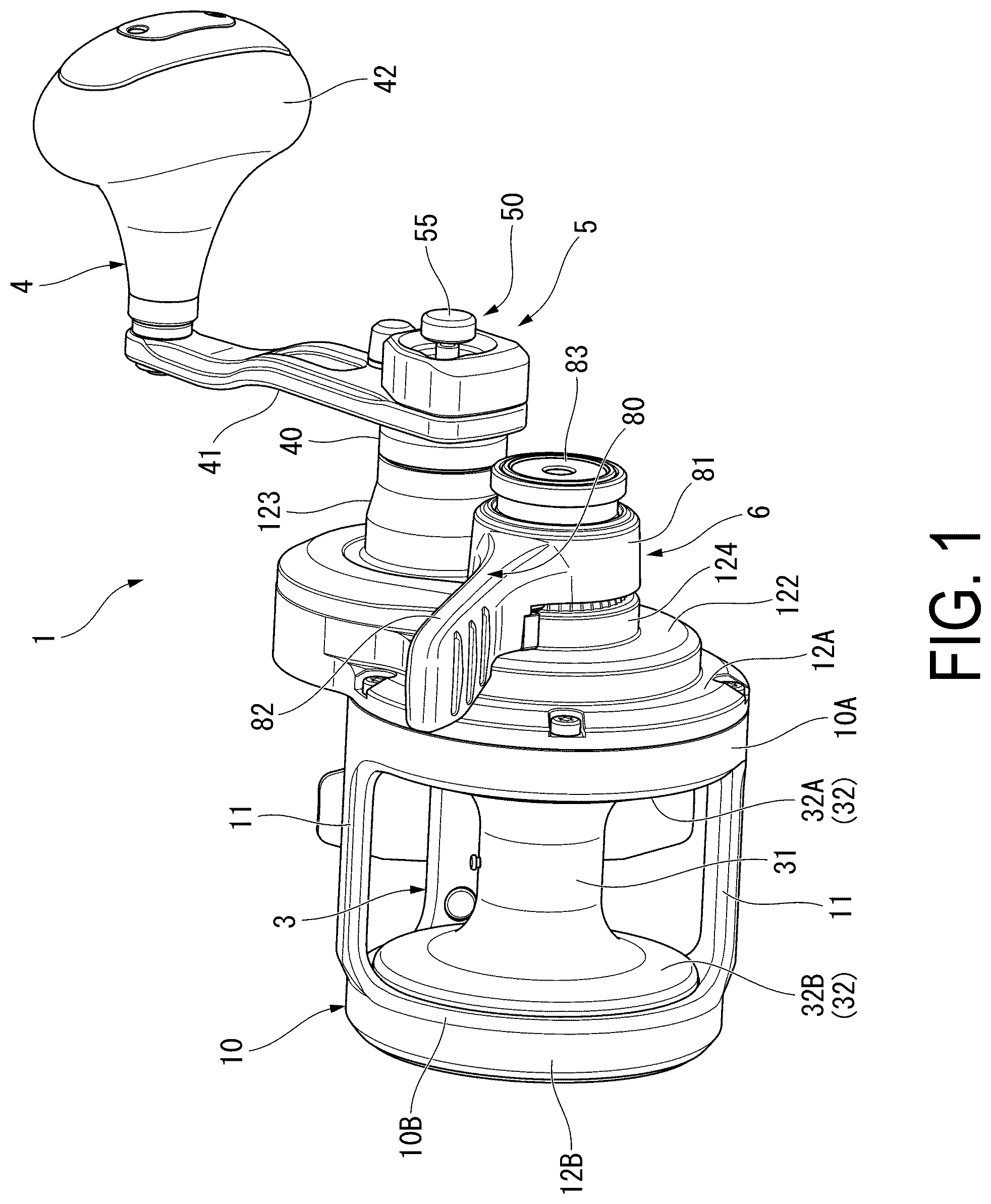 Patent US12426584 Figure 1 – Dual-bearing reel for fishing