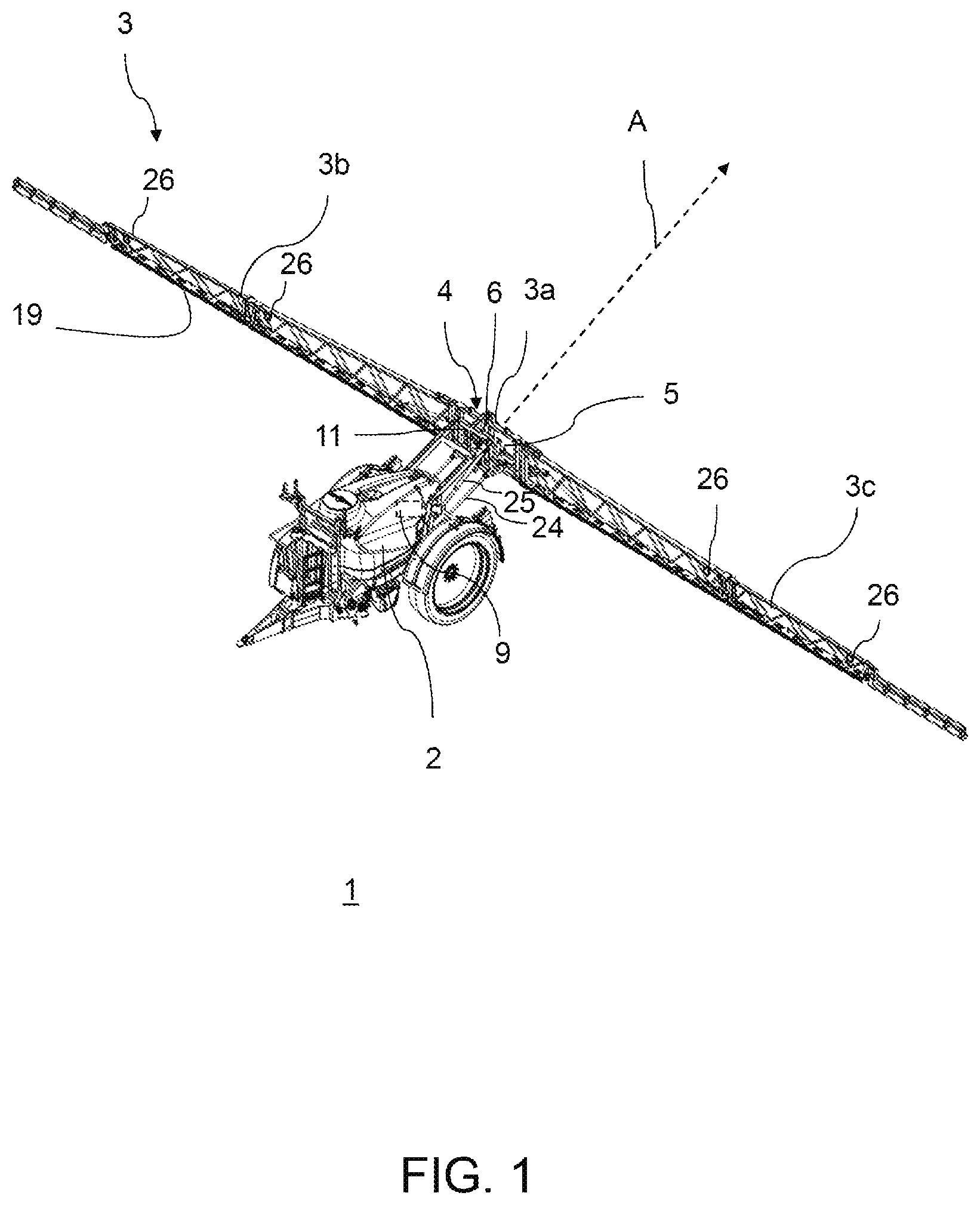 Patent US12426587 Figure 1 – Positioning apparatus for an agricultural distribution machine