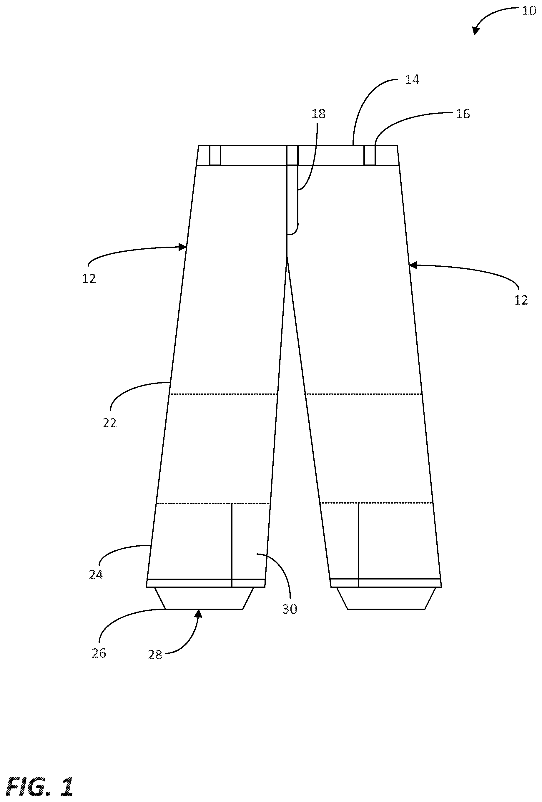 Patent US12426647 Figure 1 – Garment having replaceable portions