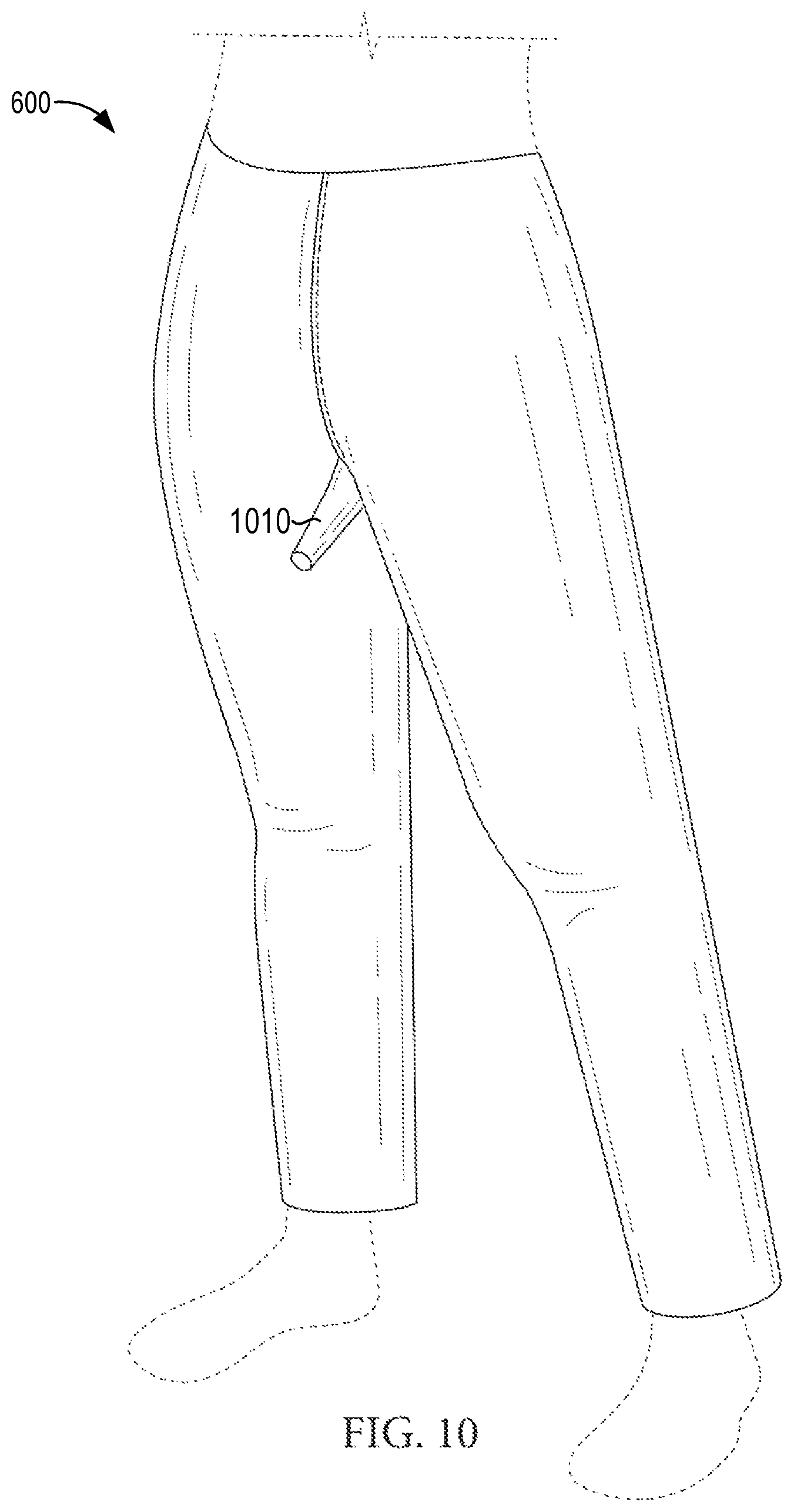 Patent US12426648 Figure 8 – Garment having a manipulable crotch area