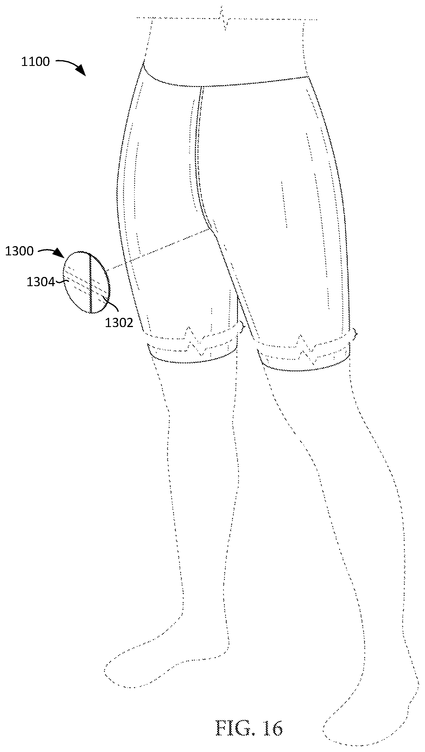 Patent US12426648 Figure 13 – Garment having a manipulable crotch area
