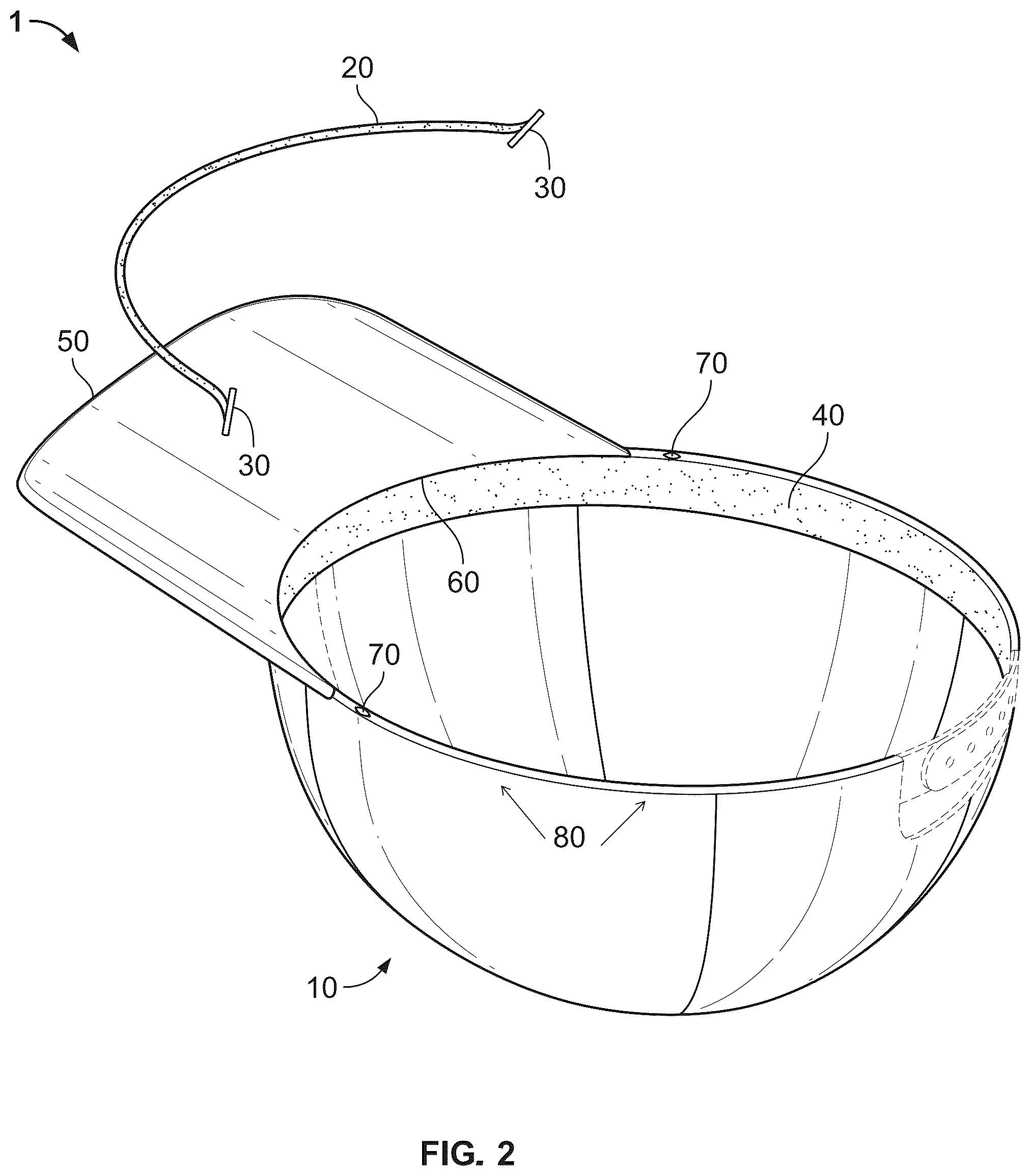 Patent US12426655 Figure 2 – Hats, interchangeable decorative cords and method of invisibly attaching same