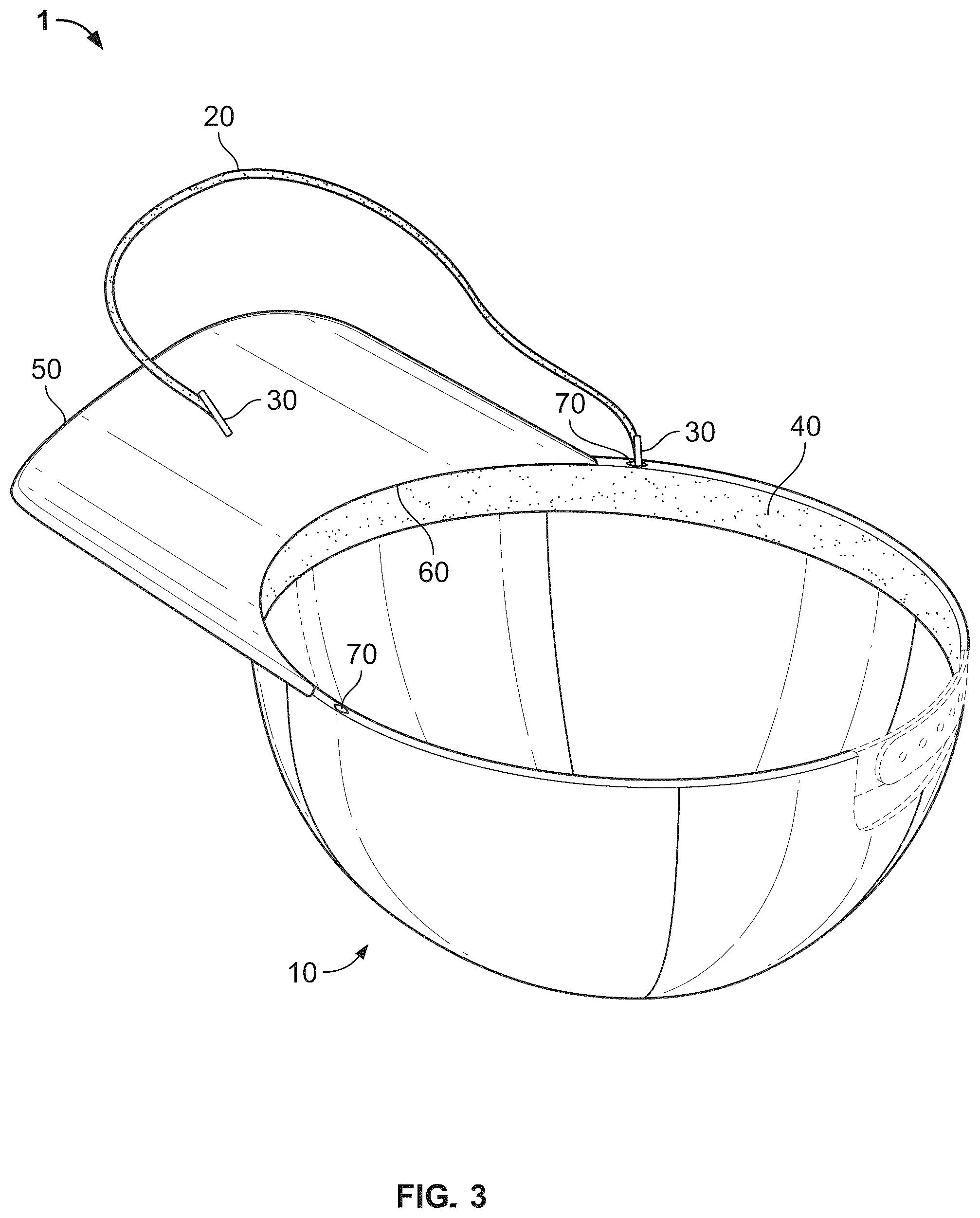 Patent US12426655 Figure 3 – Hats, interchangeable decorative cords and method of invisibly attaching same