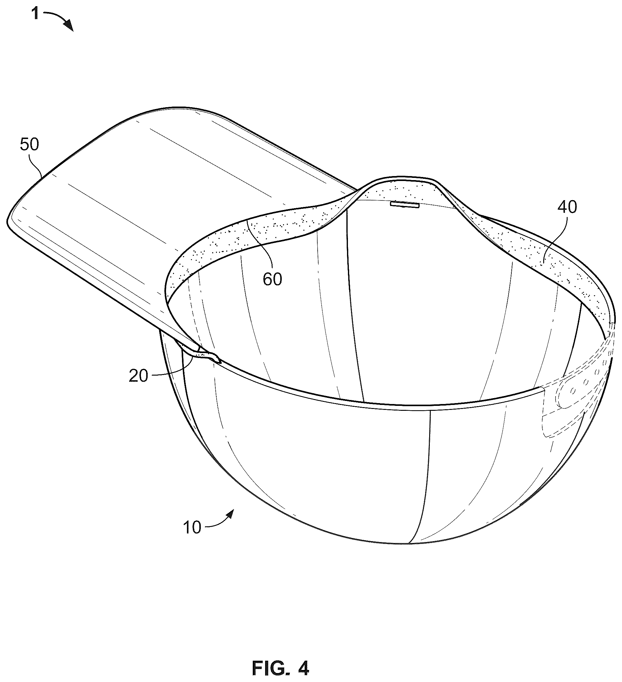 Patent US12426655 Figure 4 – Hats, interchangeable decorative cords and method of invisibly attaching same