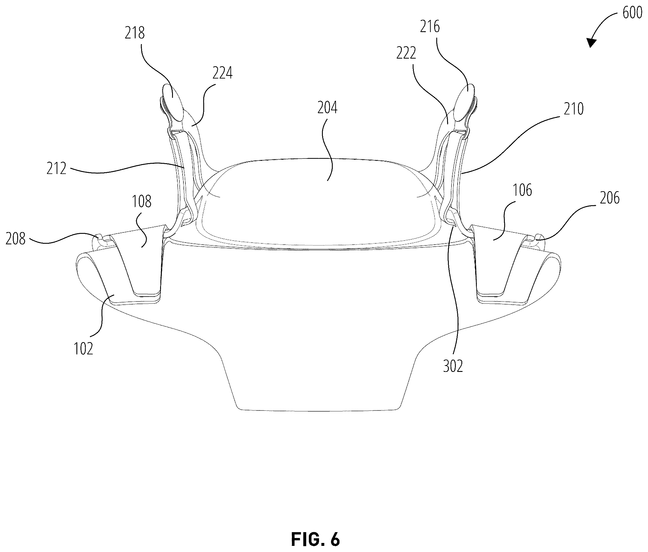 Patent US12426659 Figure 6 – Head and neck restraint device for use in motorsports