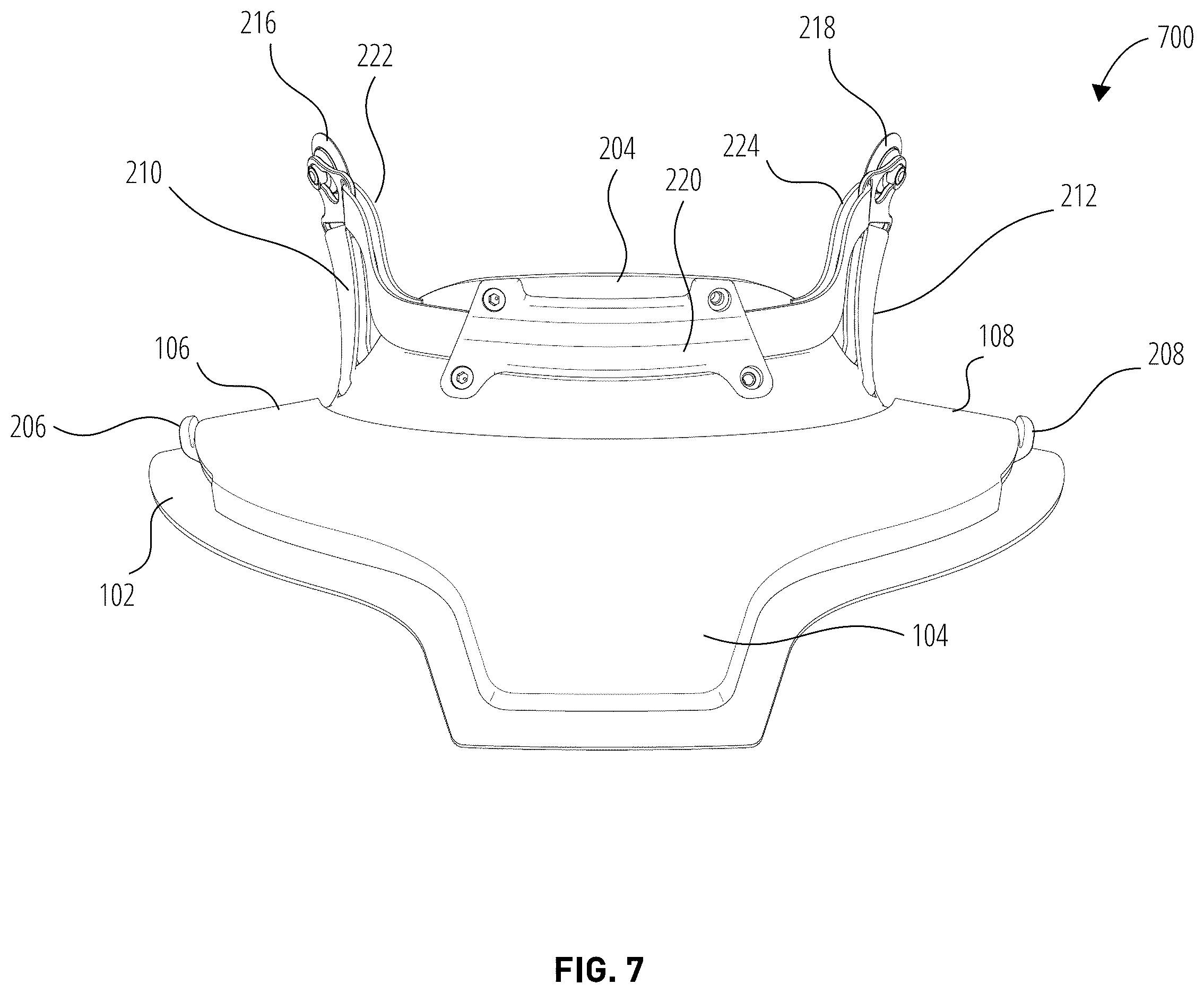 Patent US12426659 Figure 7 – Head and neck restraint device for use in motorsports