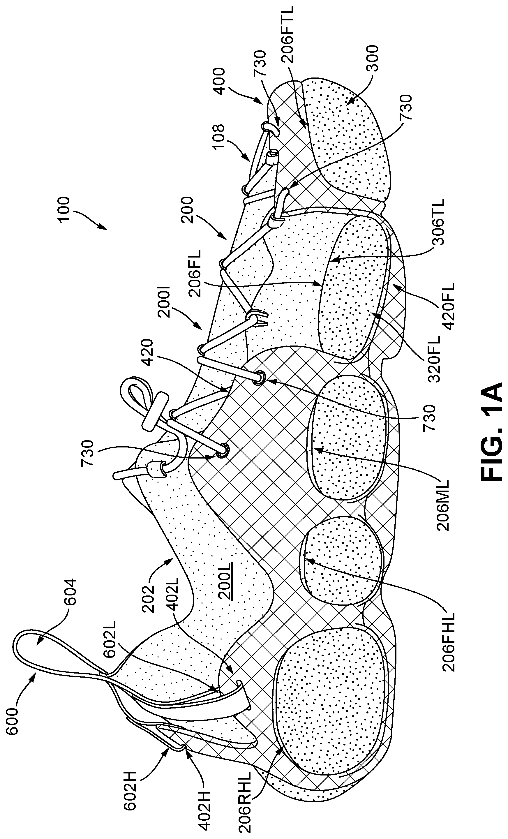 Patent US12426664 Figure 1 – Articles of footwear having modular, replaceable, and/or recyclable parts