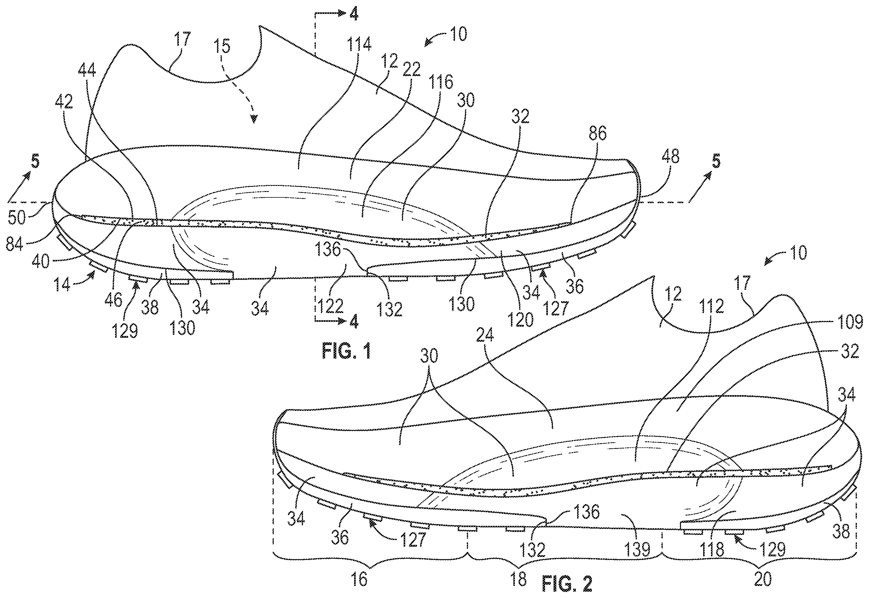 Patent US12426669 Figure 1 – Article of footwear having a sole structure with a plate for stability
