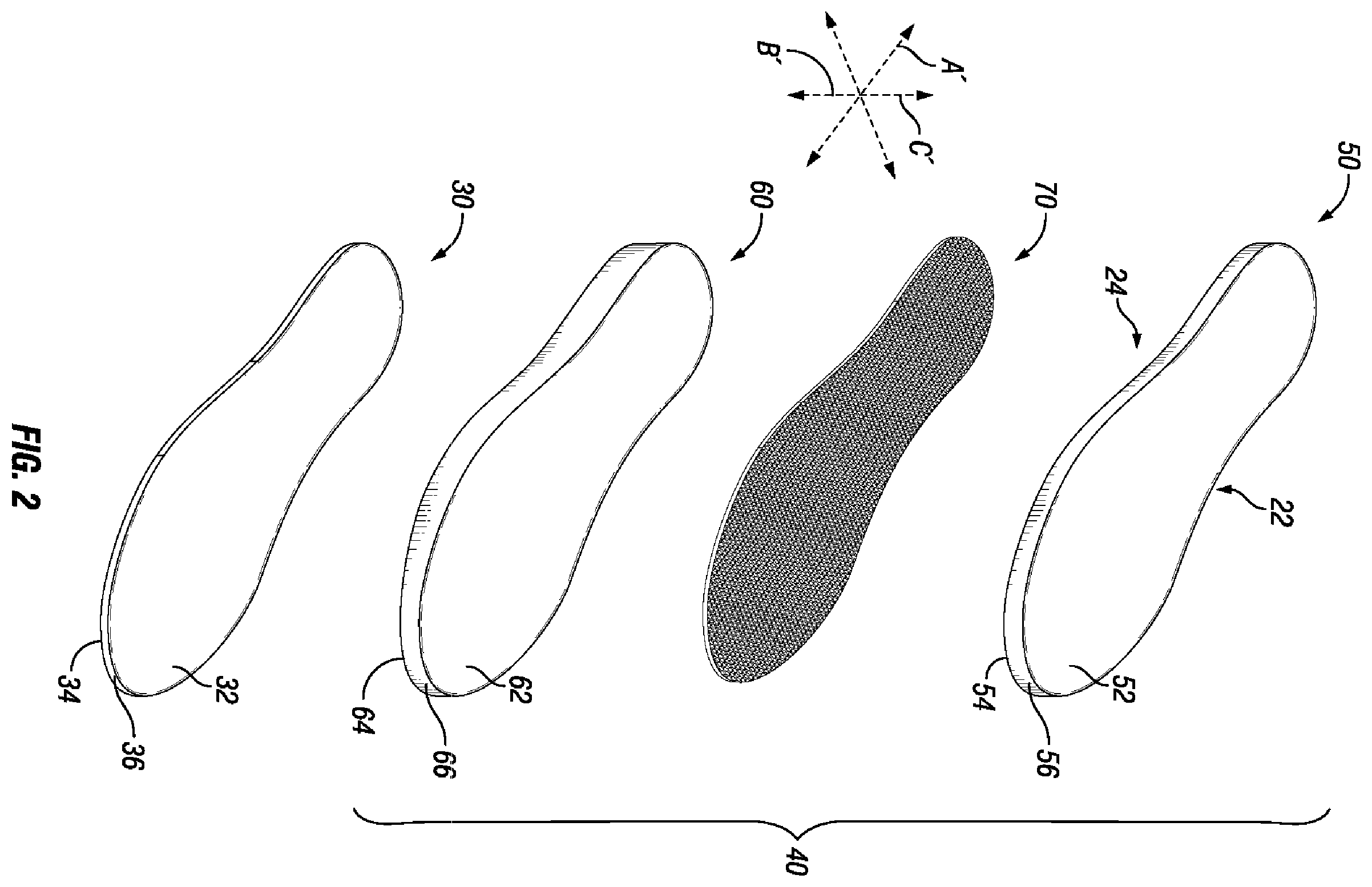 Patent US12426670 Figure 2 – Midsole structure of an article of footwear including mesh