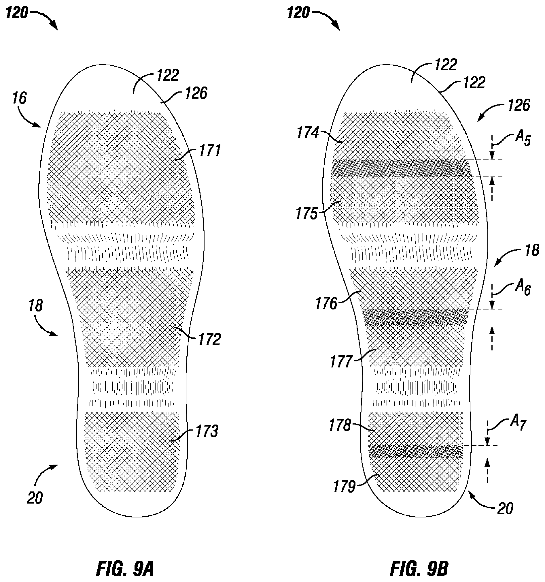 Patent US12426670 Figure 9 – Midsole structure of an article of footwear including mesh