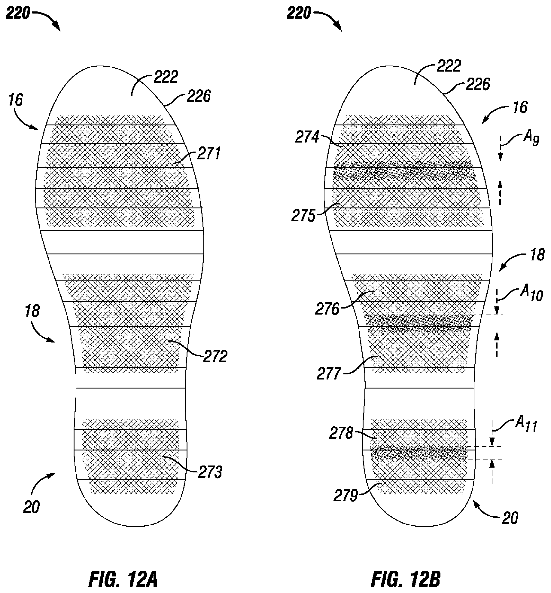 Patent US12426670 Figure 12 – Midsole structure of an article of footwear including mesh