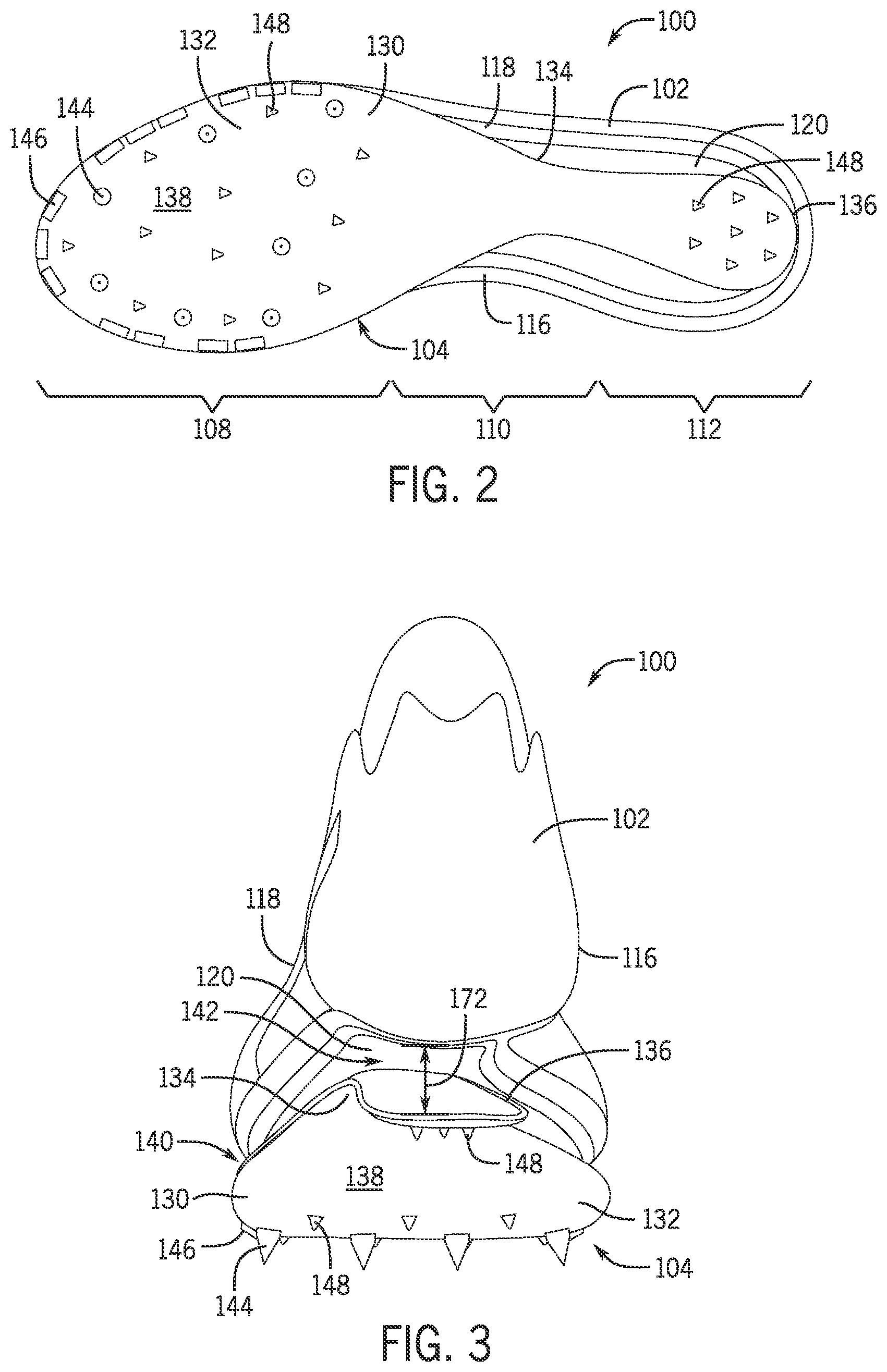 Patent US12426676 Figure 2 – Article of footwear having a sole plate