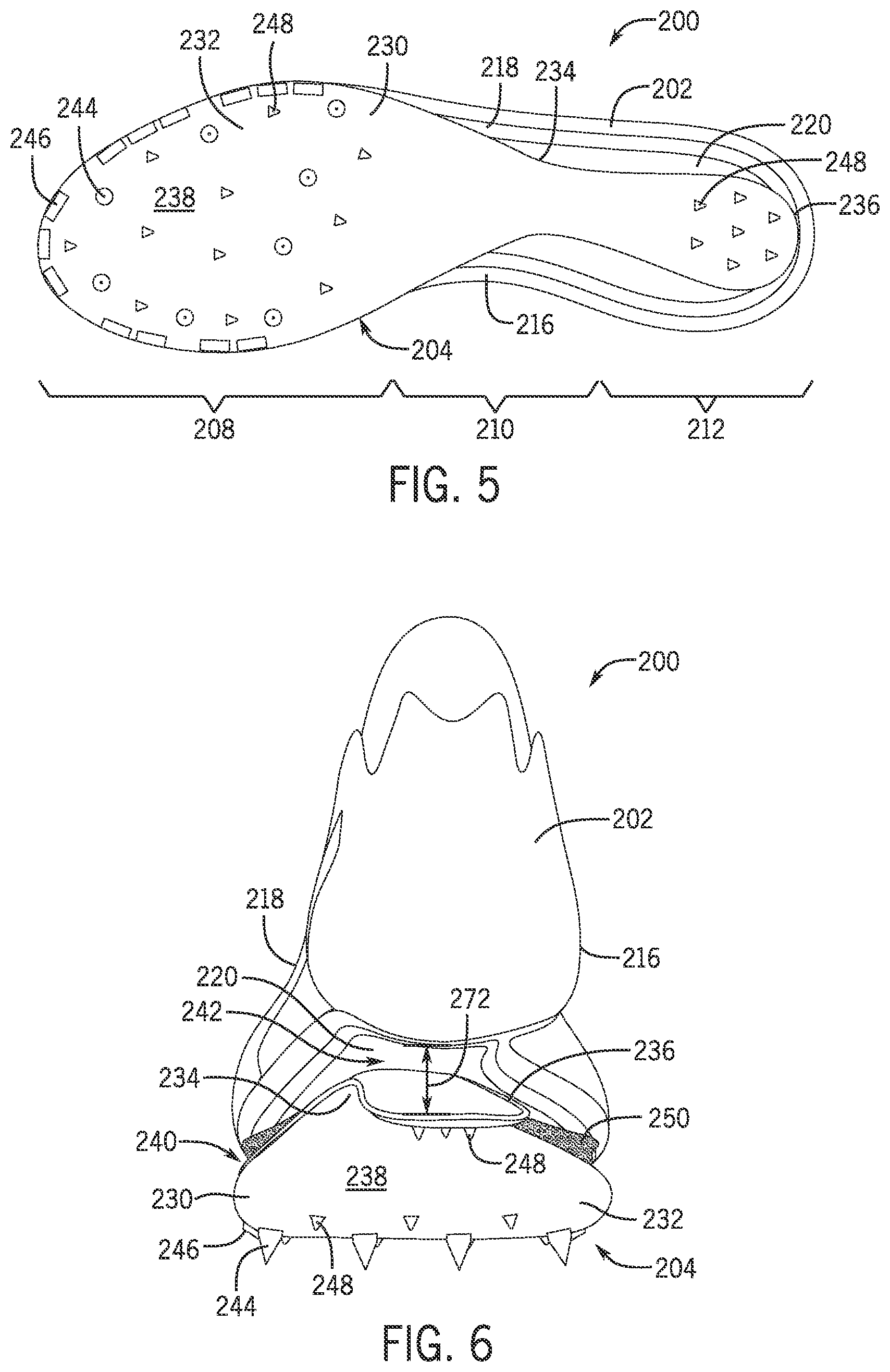 Patent US12426676 Figure 4 – Article of footwear having a sole plate