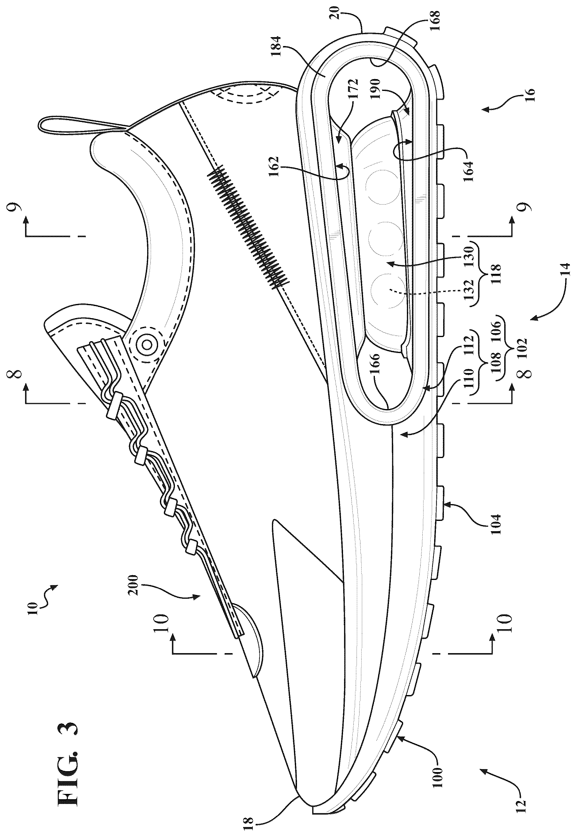 Patent US12426677 Figure 3 – Sole structure for article of footwear