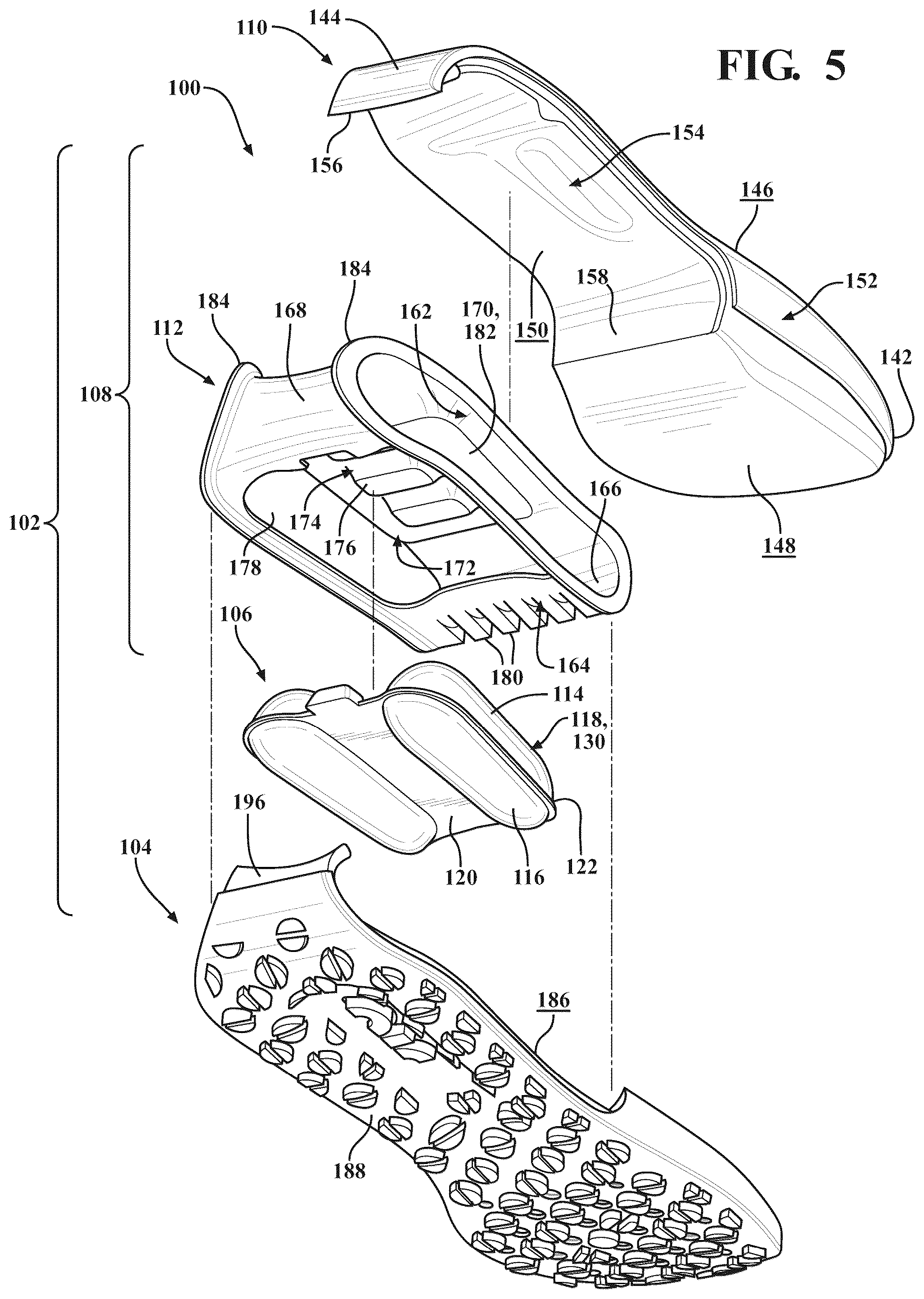 Patent US12426677 Figure 5 – Sole structure for article of footwear