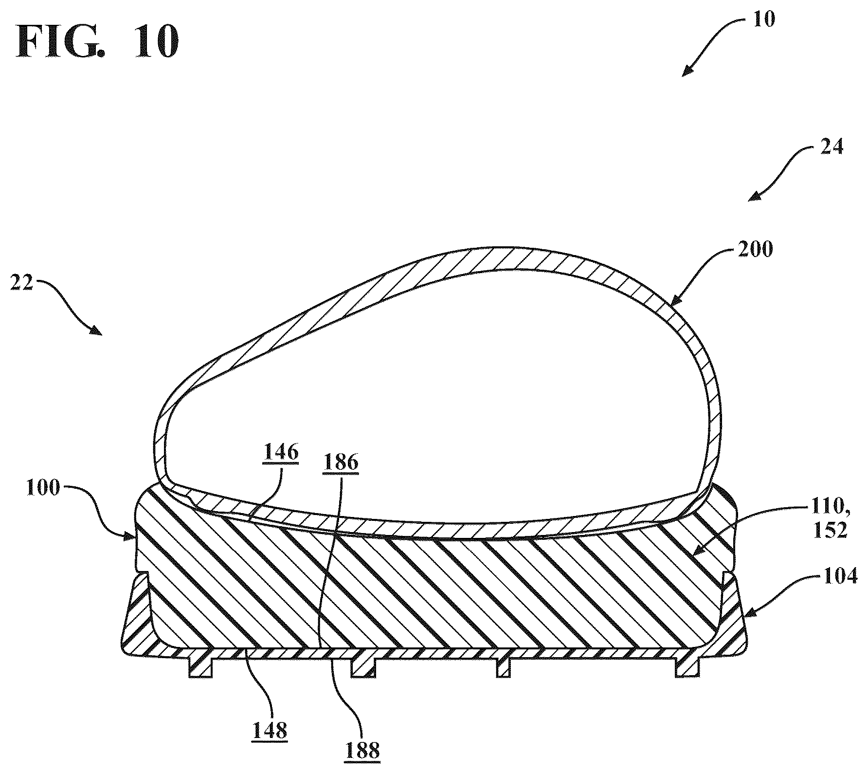 Patent US12426677 Figure 10 – Sole structure for article of footwear