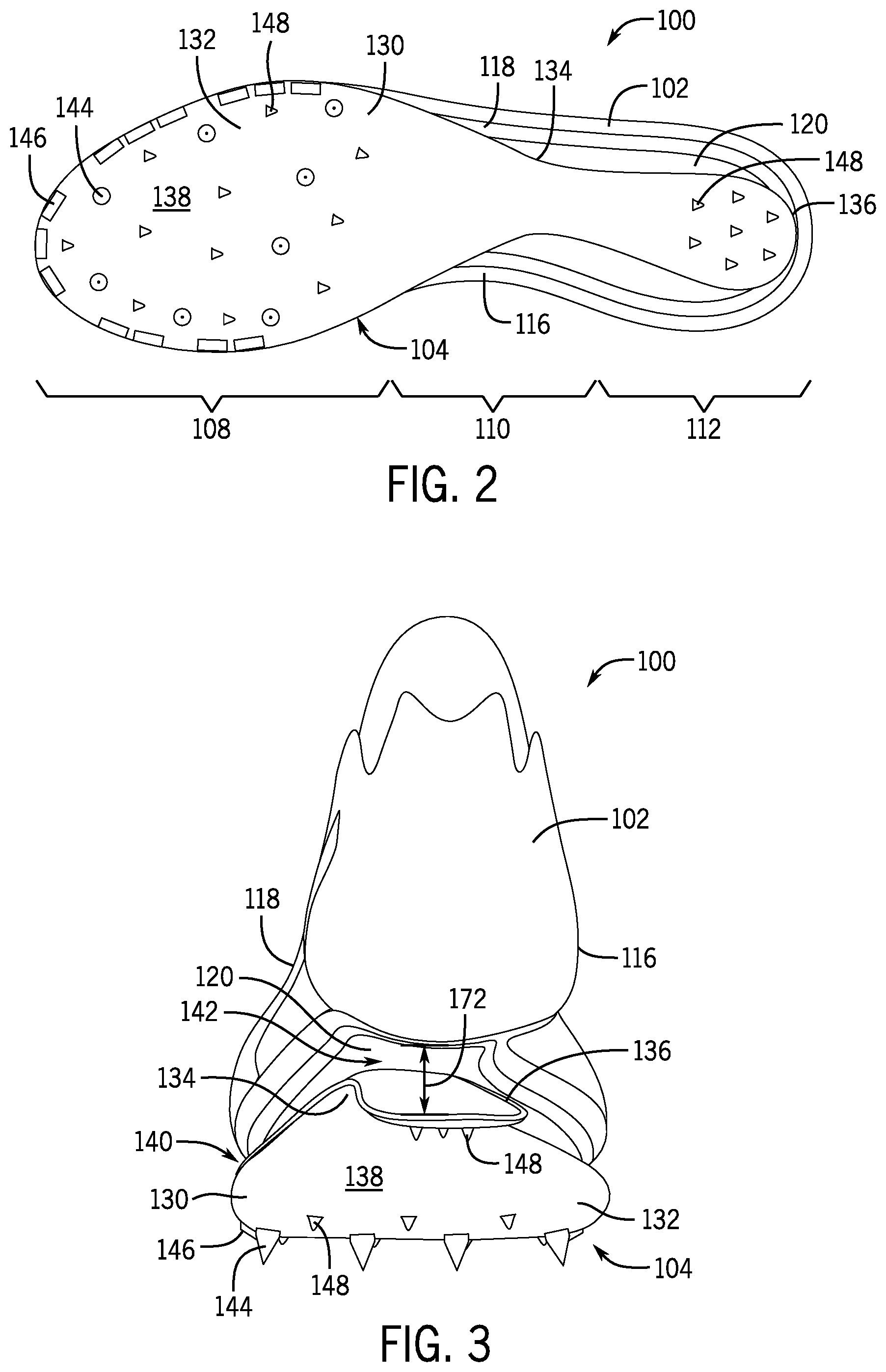 Patent US12426678 Figure 2 – Article of footwear having a sole plate