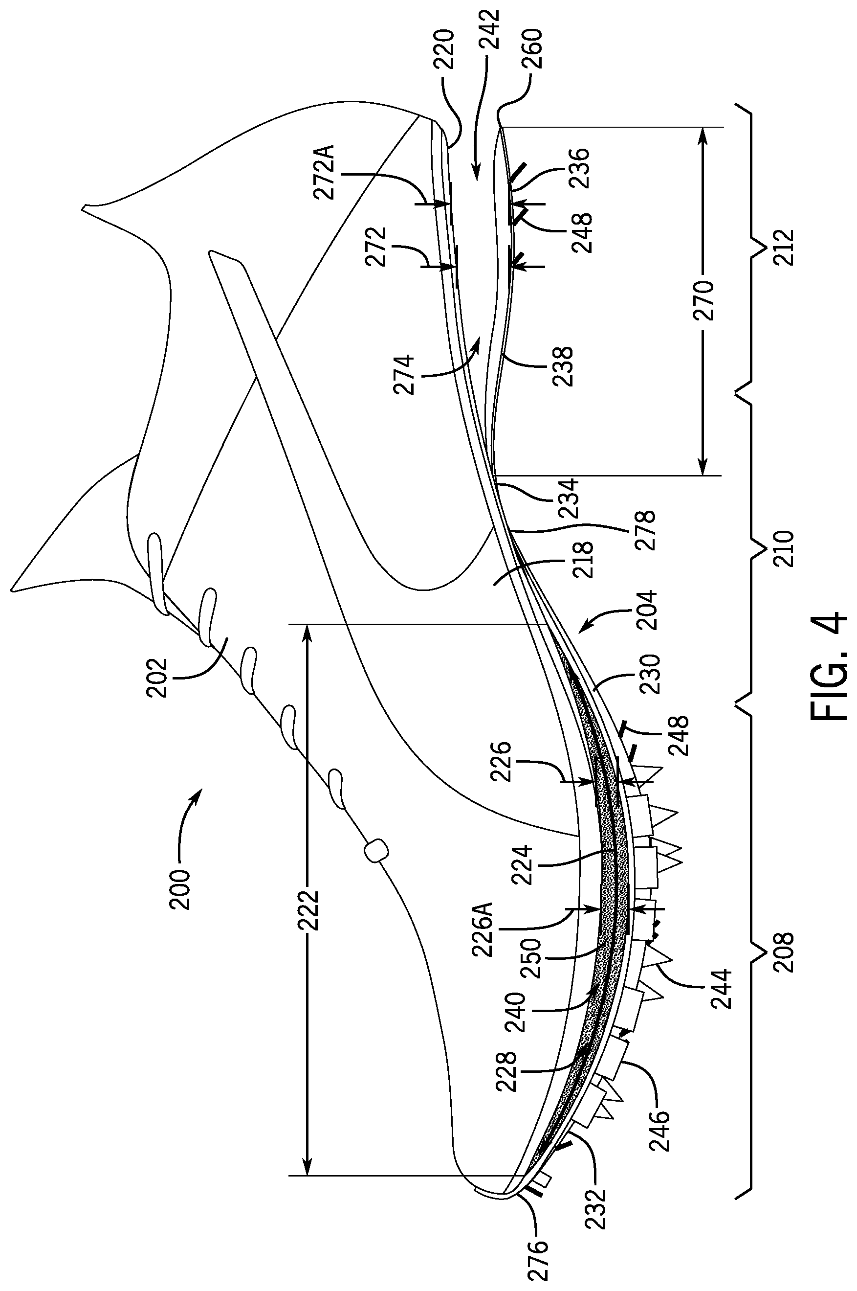 Patent US12426678 Figure 3 – Article of footwear having a sole plate
