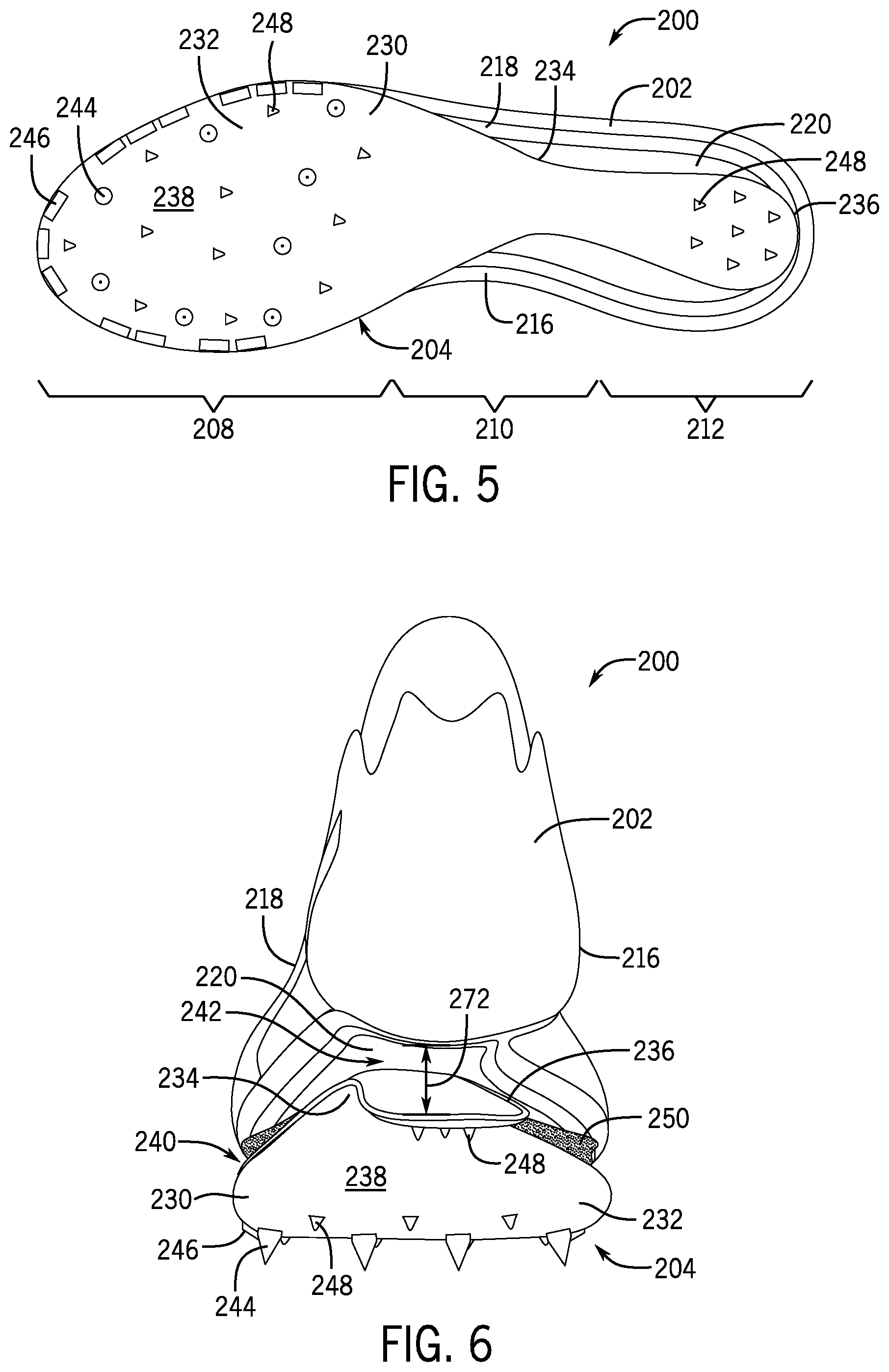 Patent US12426678 Figure 4 – Article of footwear having a sole plate