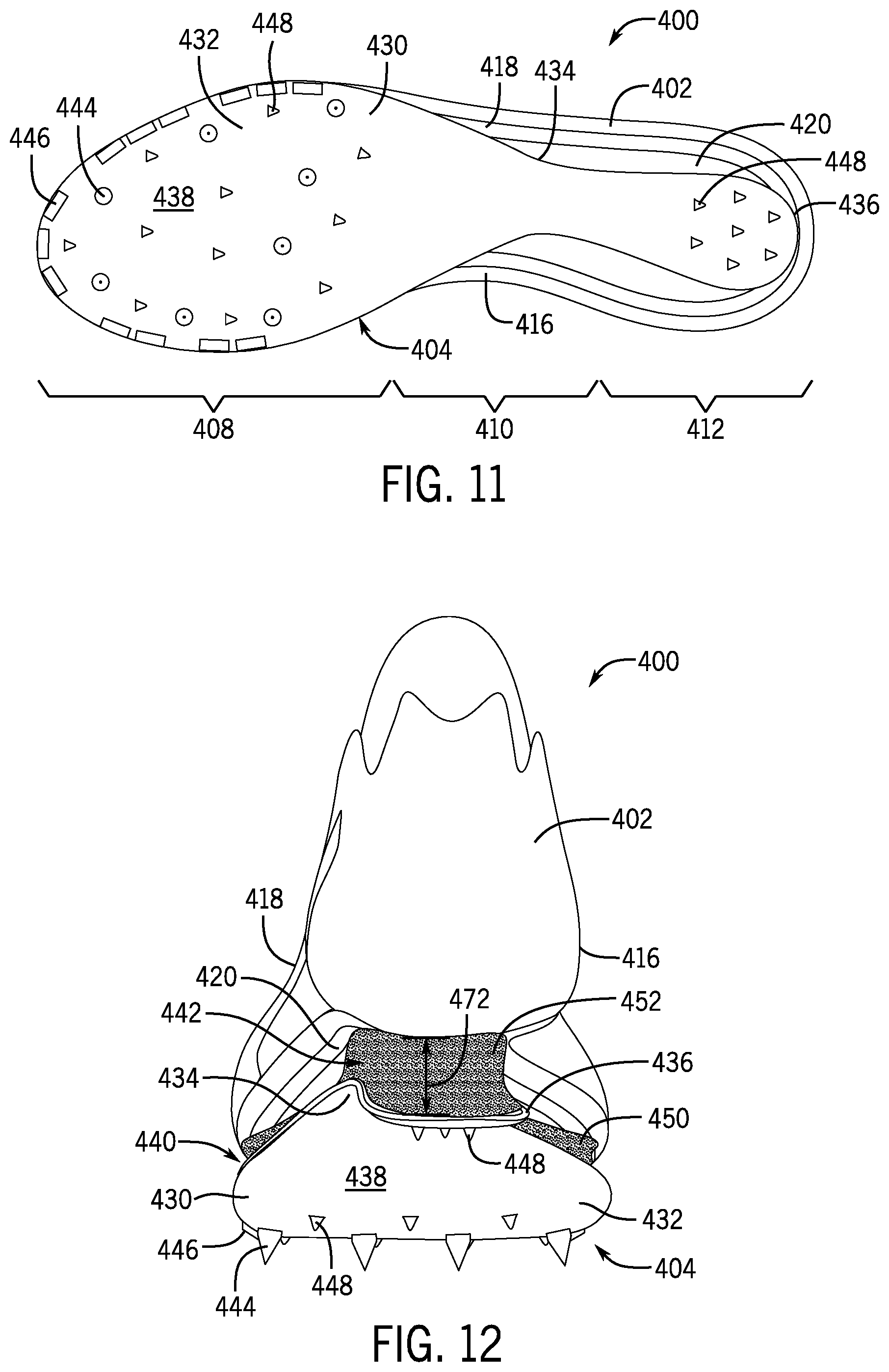 Patent US12426678 Figure 8 – Article of footwear having a sole plate