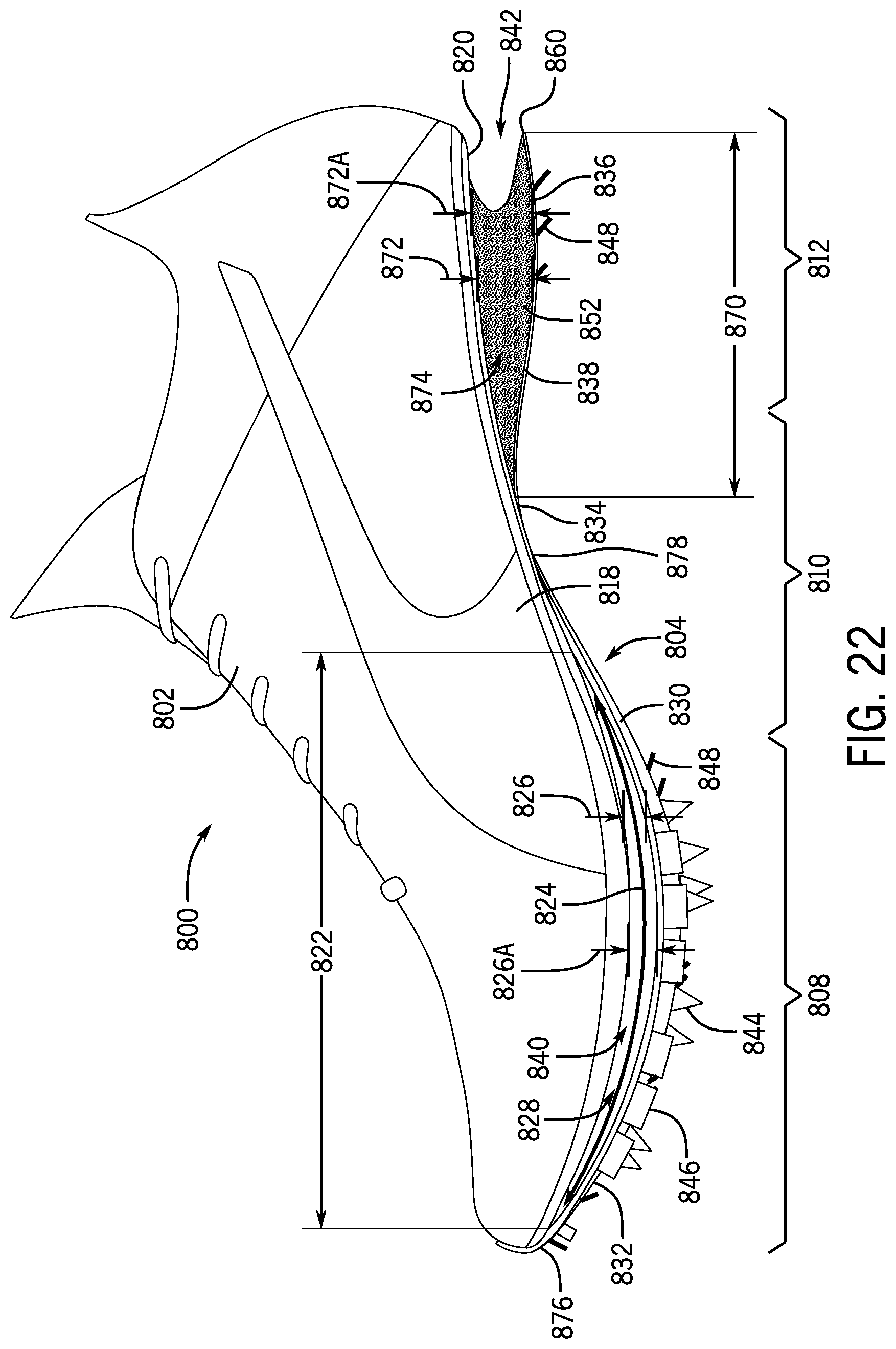 Patent US12426678 Figure 15 – Article of footwear having a sole plate