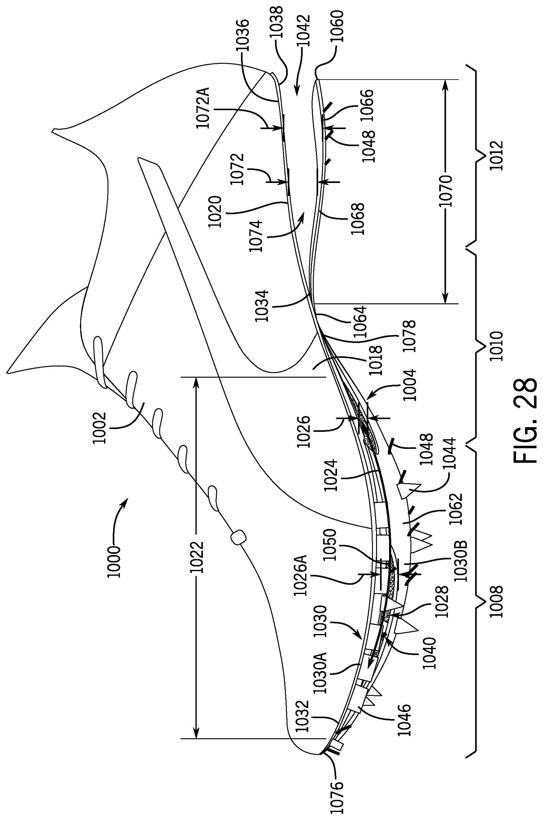 Patent US12426678 Figure 19 – Article of footwear having a sole plate