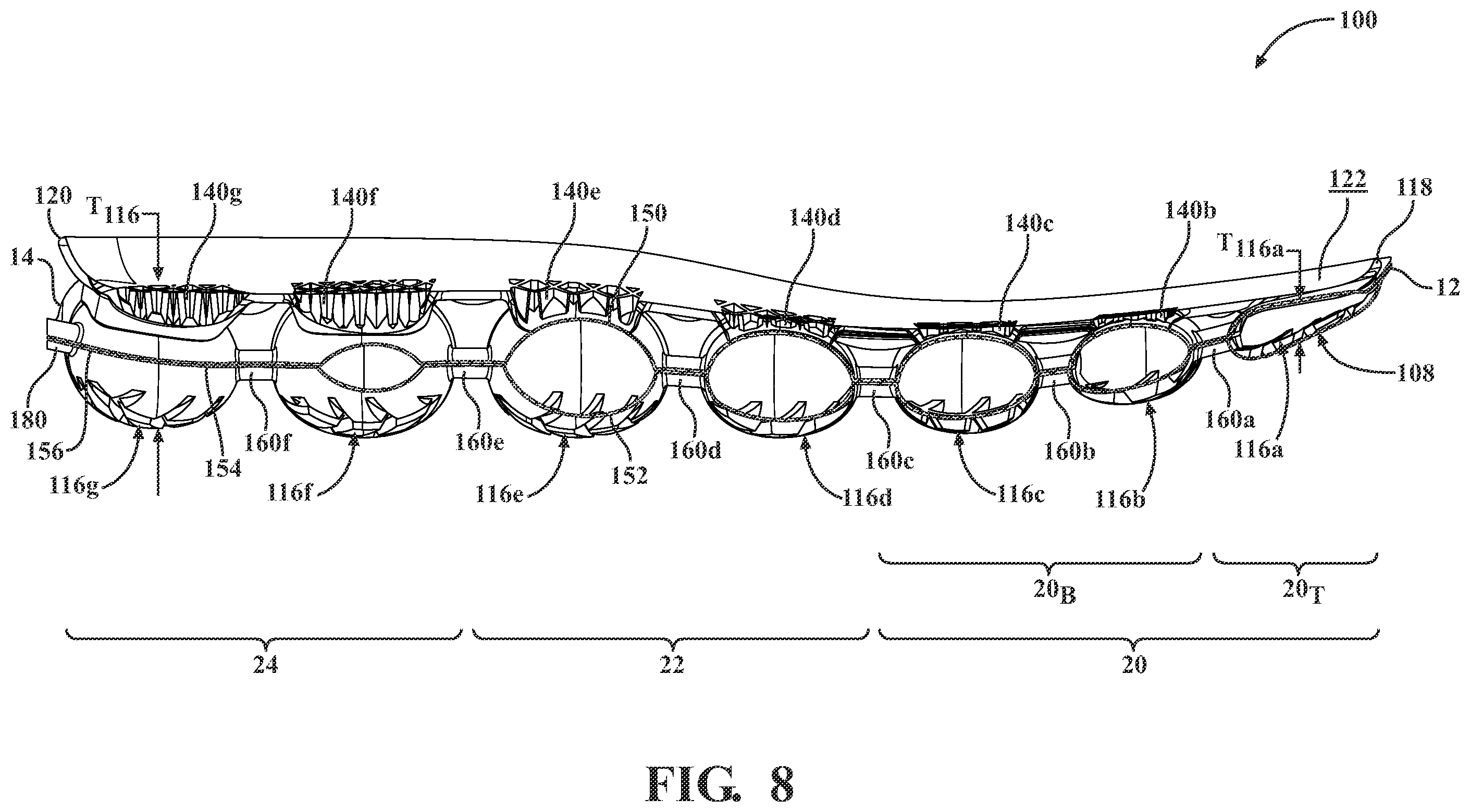Patent US12426680 Figure 11 – Sole structure for article of footwear