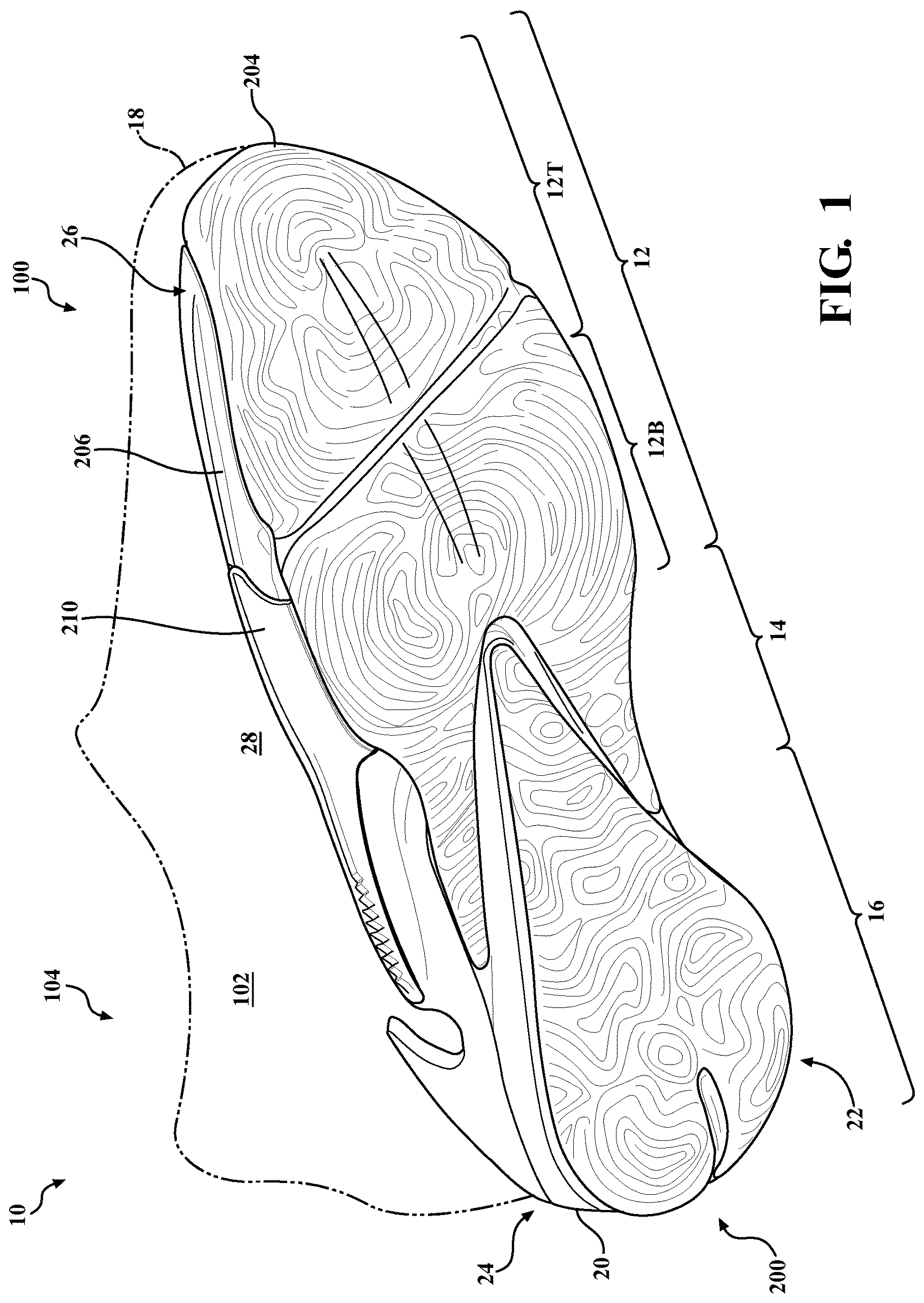 Patent US12426681 Figure 1 – Sole structure for article of footwear