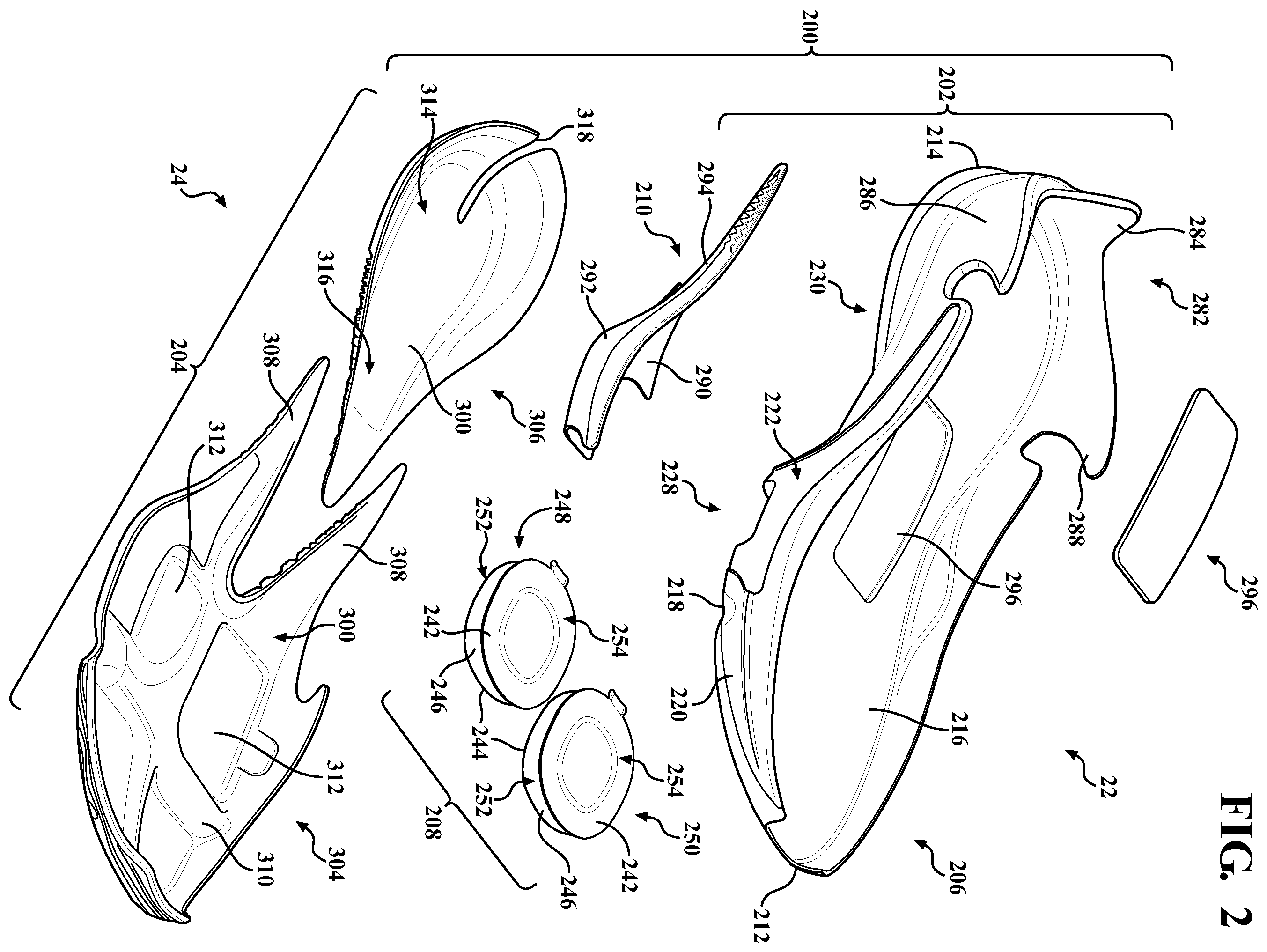 Patent US12426681 Figure 2 – Sole structure for article of footwear