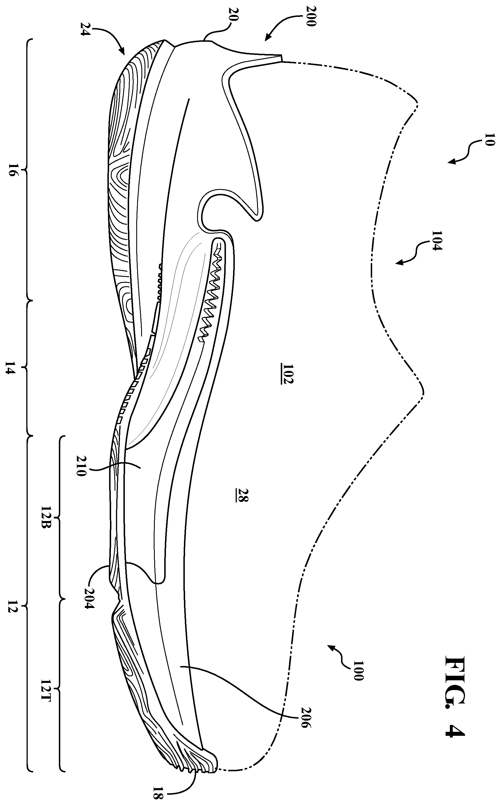 Patent US12426681 Figure 4 – Sole structure for article of footwear