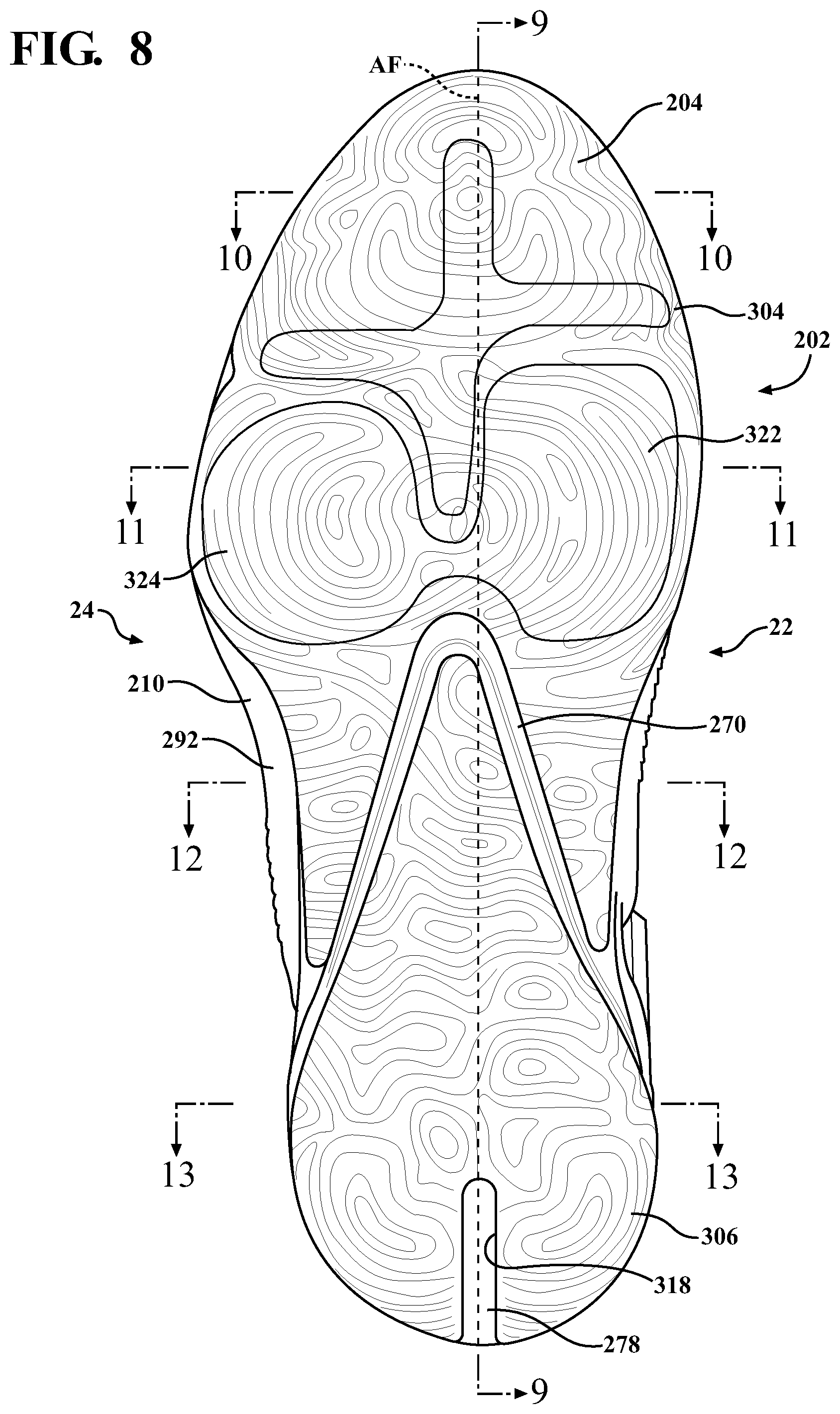Patent US12426681 Figure 7 – Sole structure for article of footwear