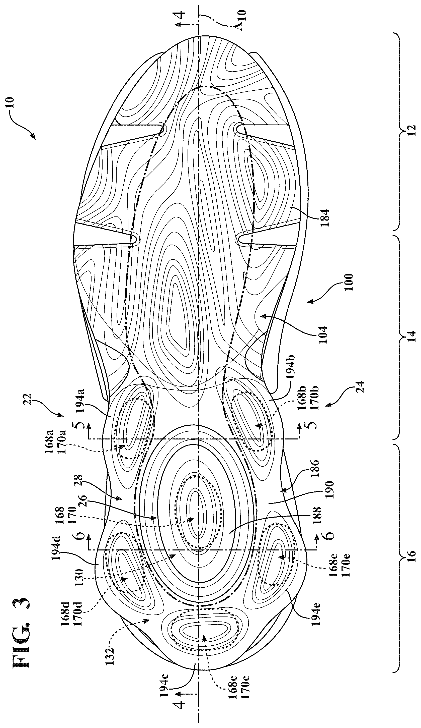 Patent US12426682 Figure 3 – Sole structure for article of footwear