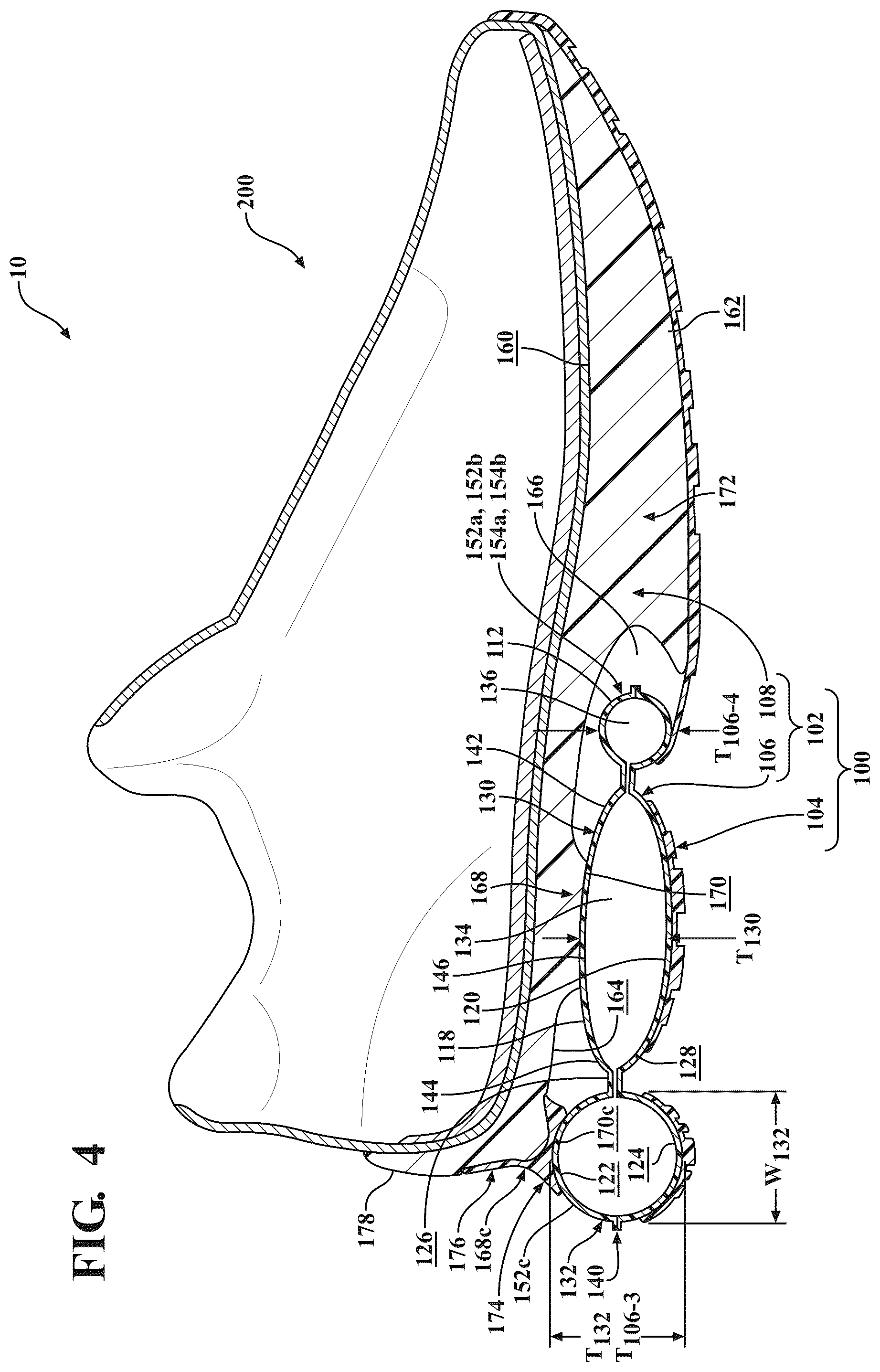 Patent US12426682 Figure 4 – Sole structure for article of footwear