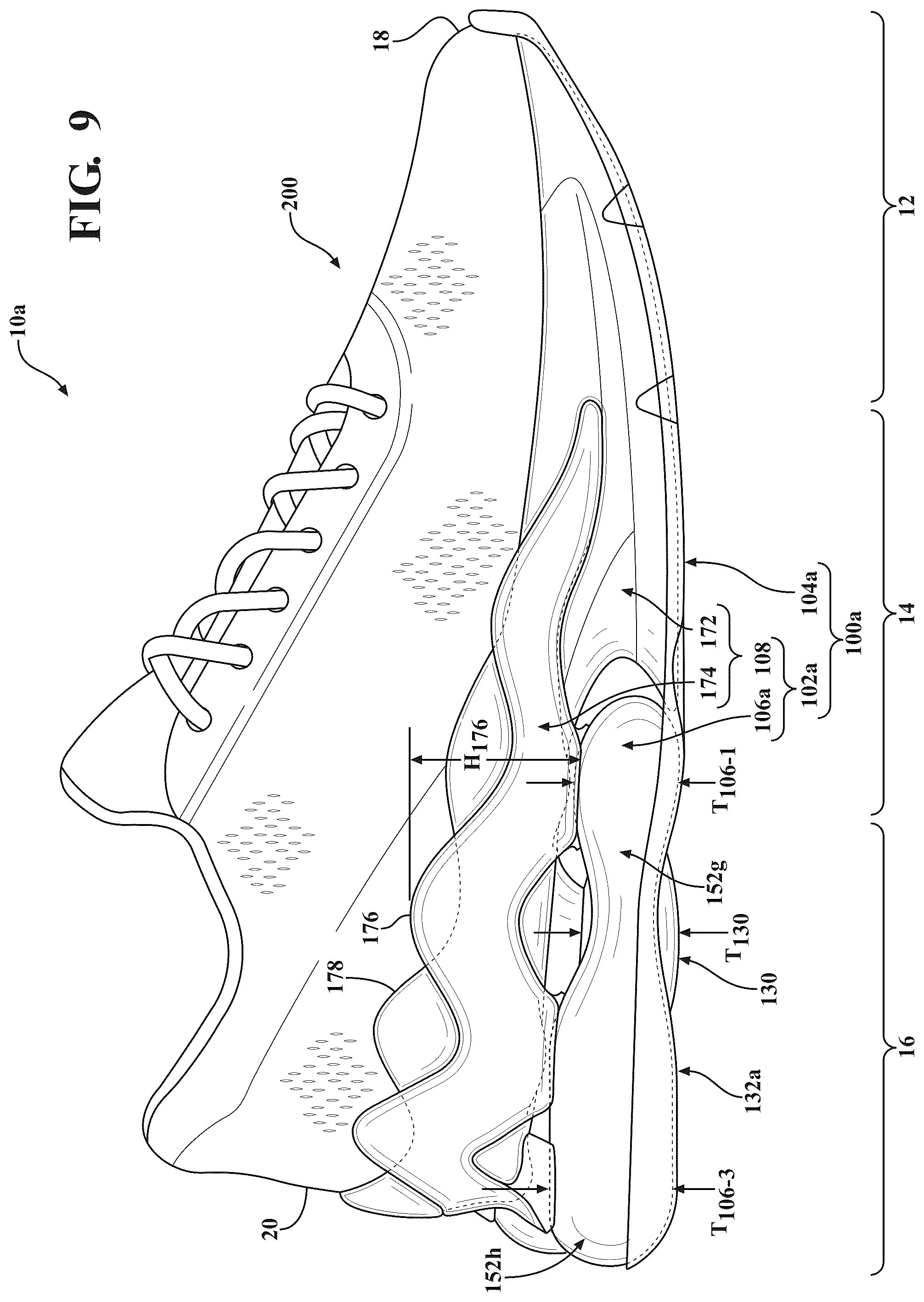 Patent US12426682 Figure 8 – Sole structure for article of footwear