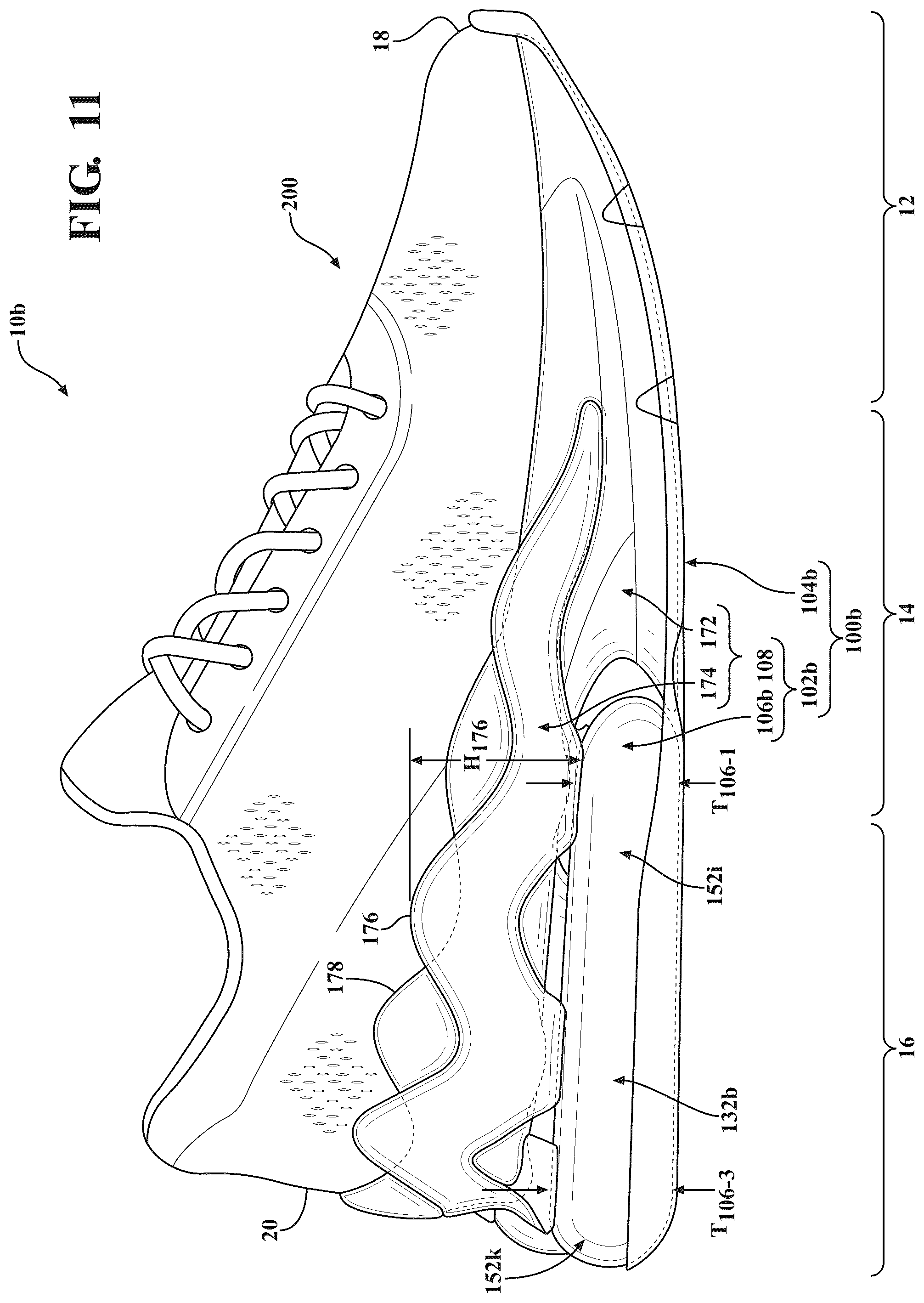 Patent US12426682 Figure 11 – Sole structure for article of footwear