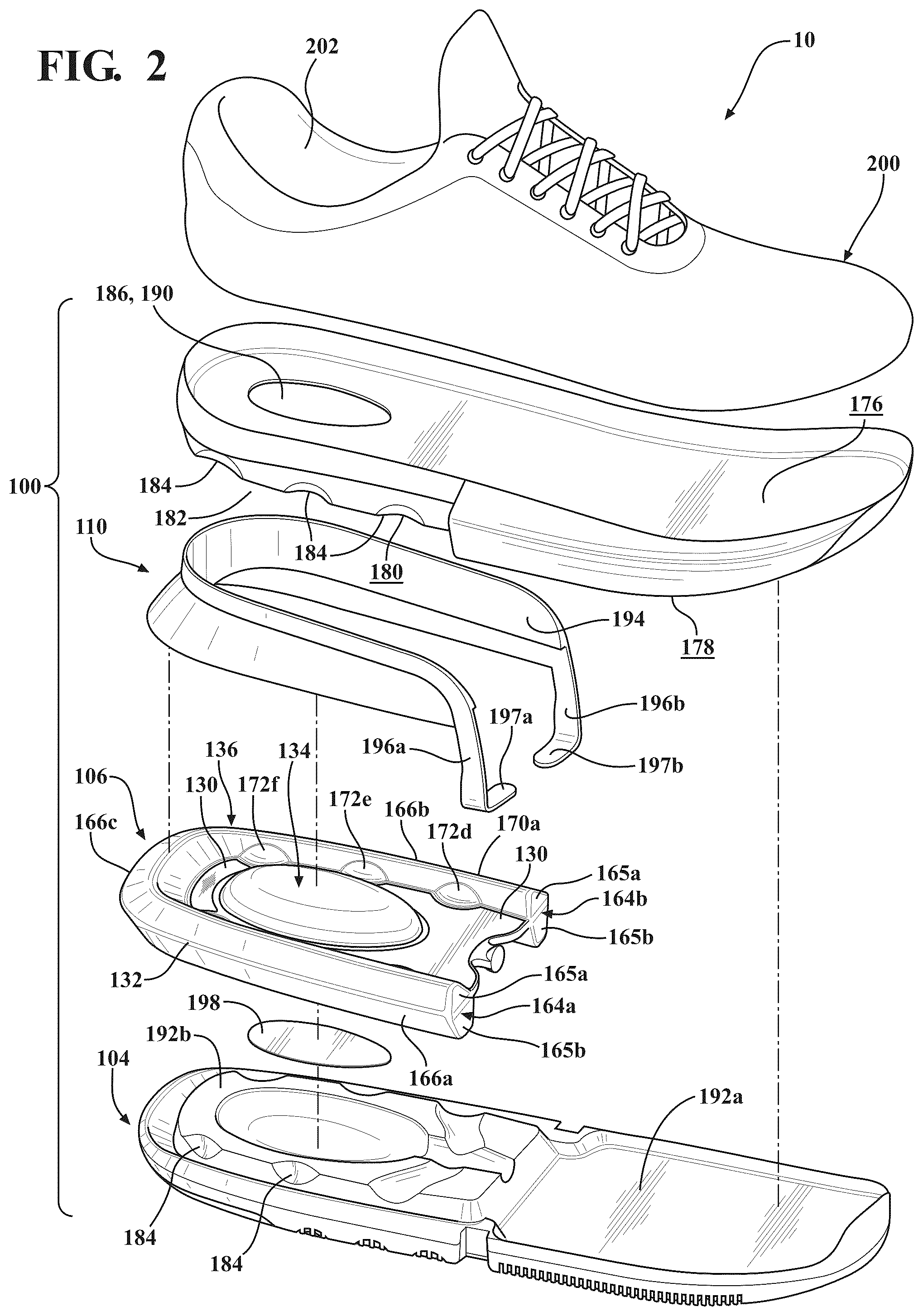 Patent US12426683 Figure 2 – Sole structure for article of footwear