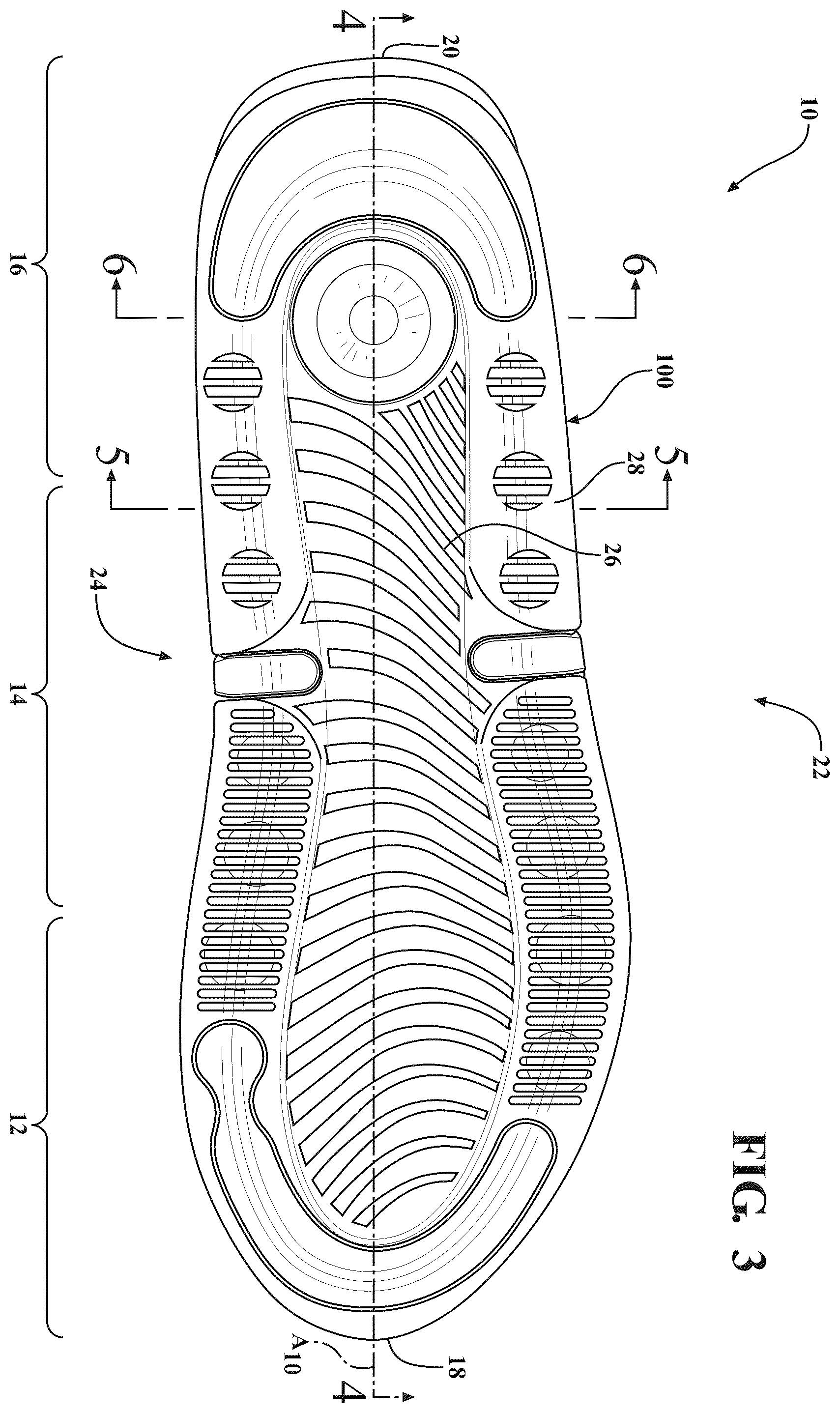 Patent US12426683 Figure 3 – Sole structure for article of footwear