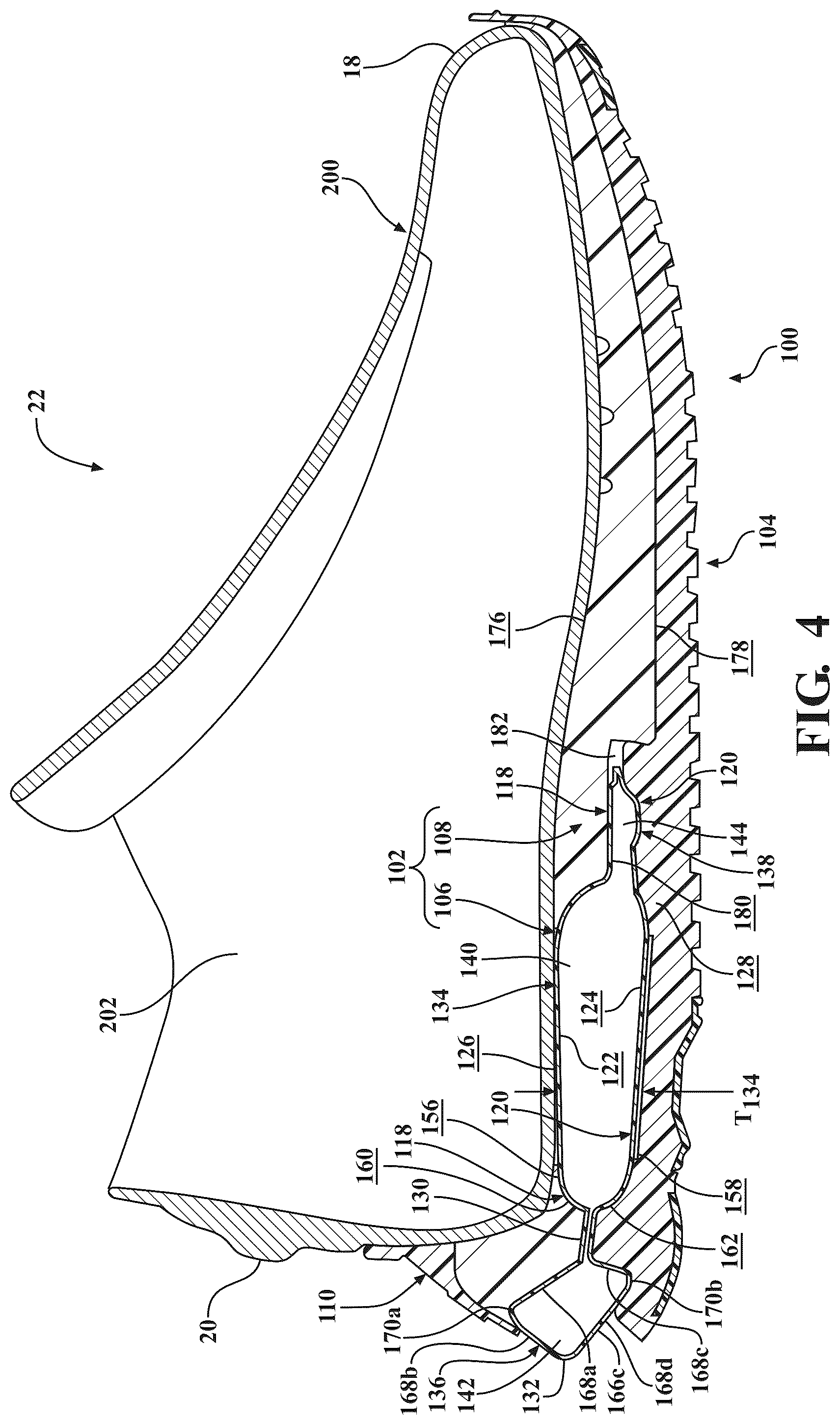 Patent US12426683 Figure 4 – Sole structure for article of footwear